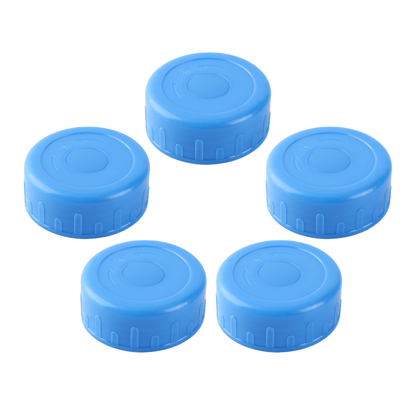 Set Mit 5 Blauen Schraubverschlüssen Für Trinkwasserflaschen, Spritzwassergeschützter Kunststoffersatz