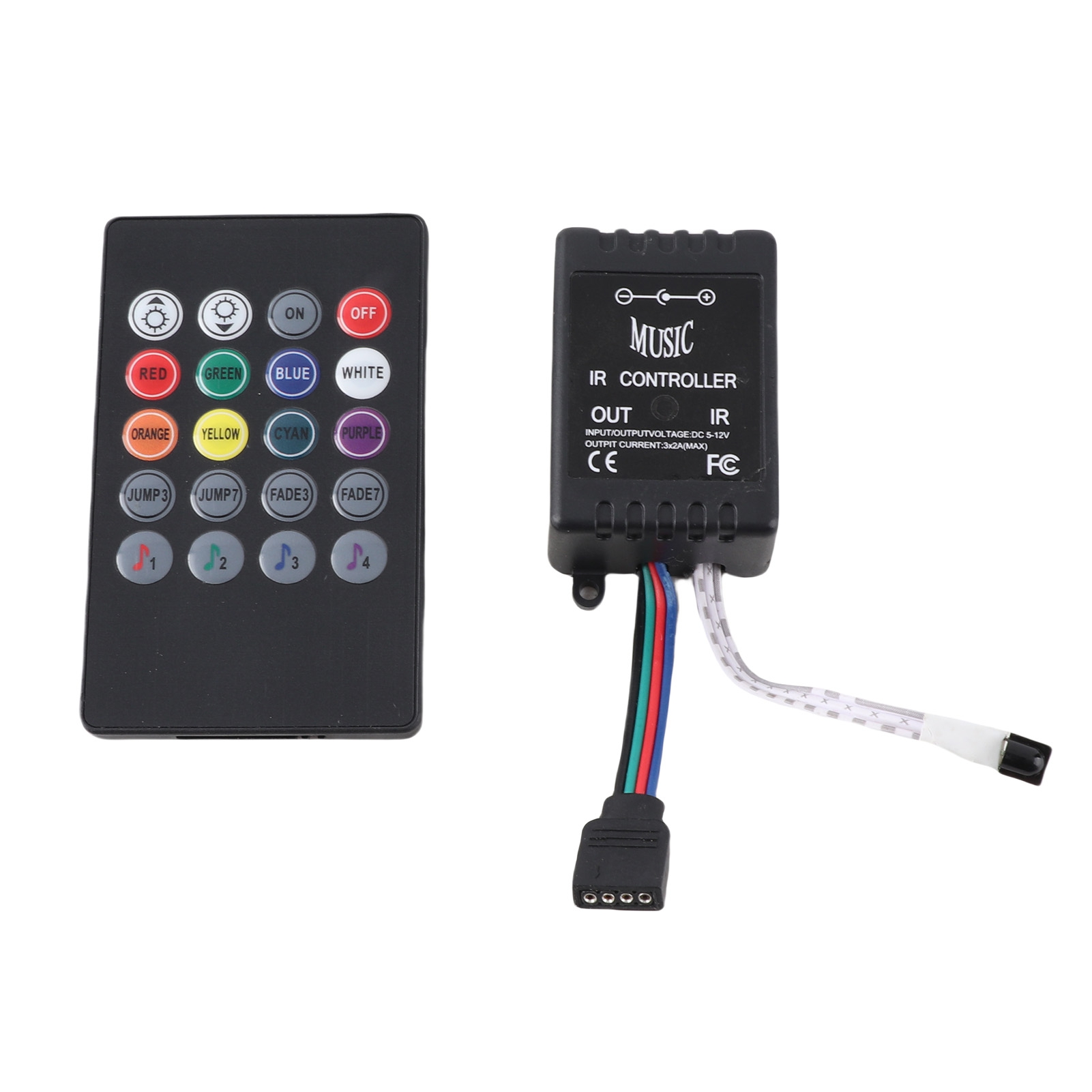 20-tasten-led-musiksteuerung Mit Ir-fernbedienung Und Geräuschsensor Für Rgb-led-streifen