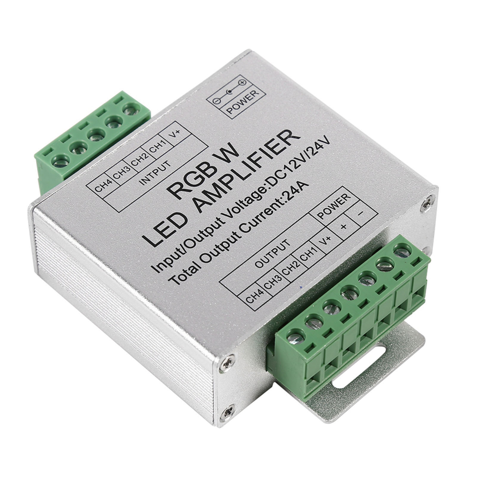 Rgbw-signalverstärker, 4-kanal-ausgangsschaltung, Dc 12–24 V, 24 A, Aluminiumgehäuse, Led-streifen-controller