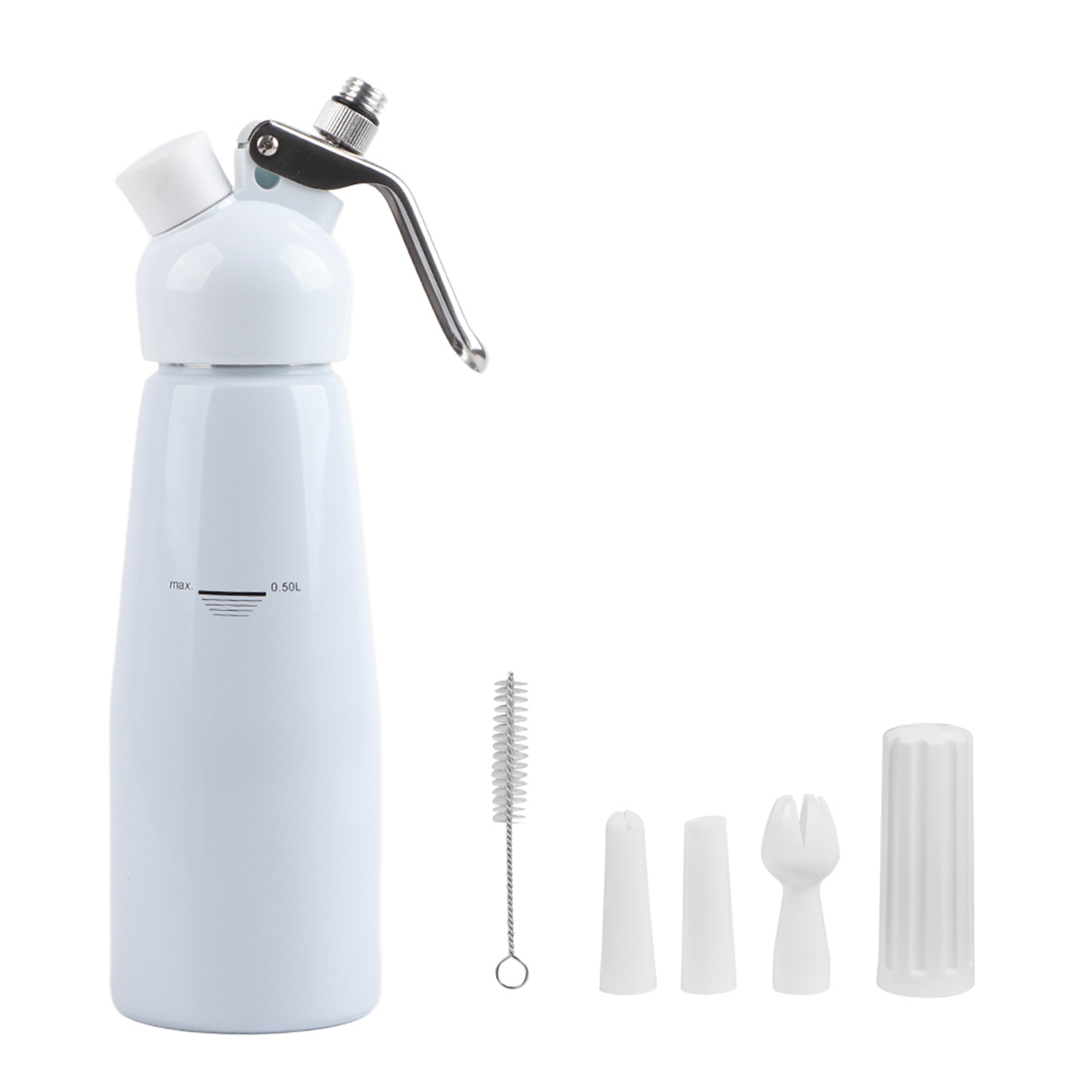 500-ml-sahnesiphon Aus Aluminium Mit 3 Tüllen (weiß) Für Desserts Und Mousse