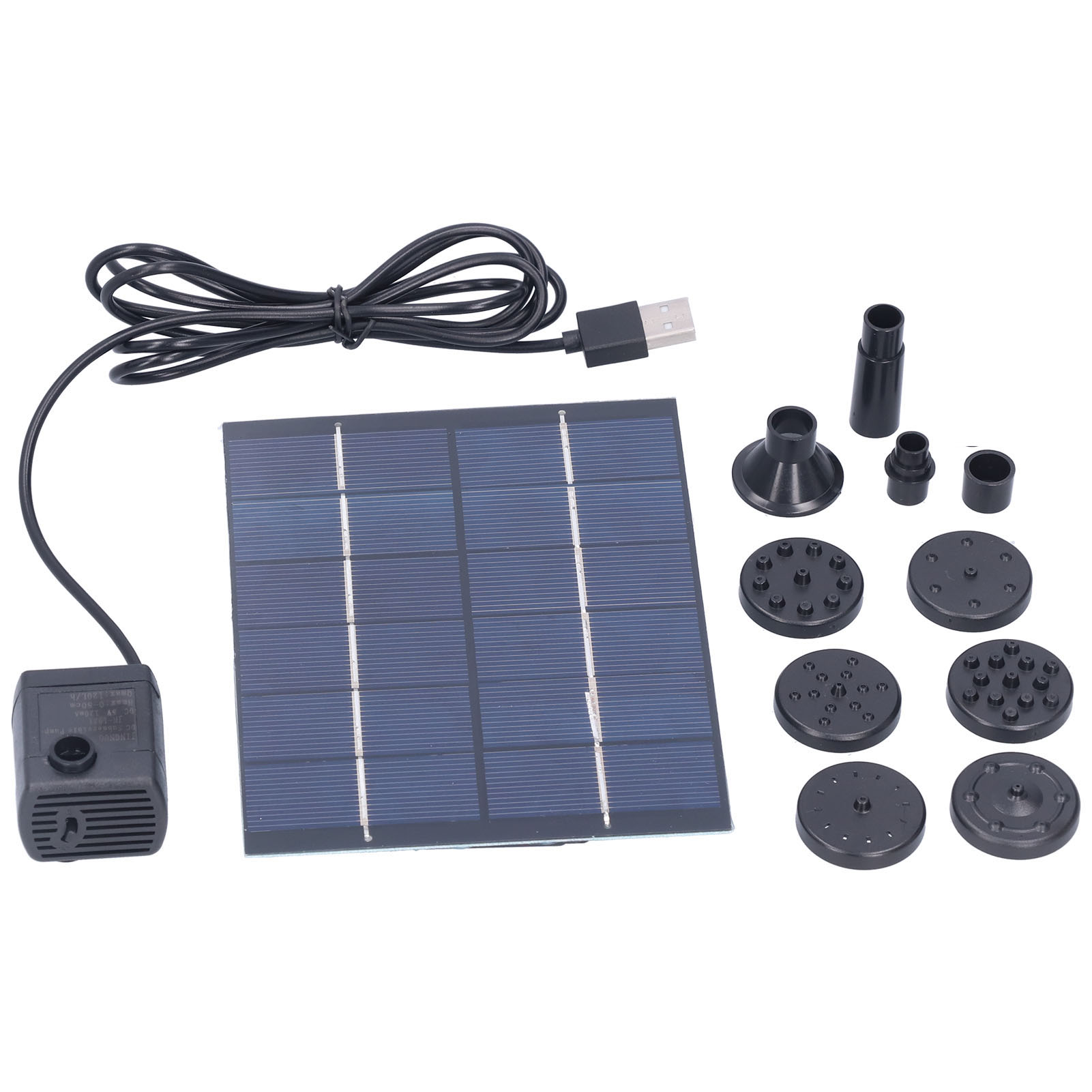 2-watt-solarbrunnen Mit Photovoltaikpanel Und Wasserpumpe, Set Für Teich- Und Gartendekoration