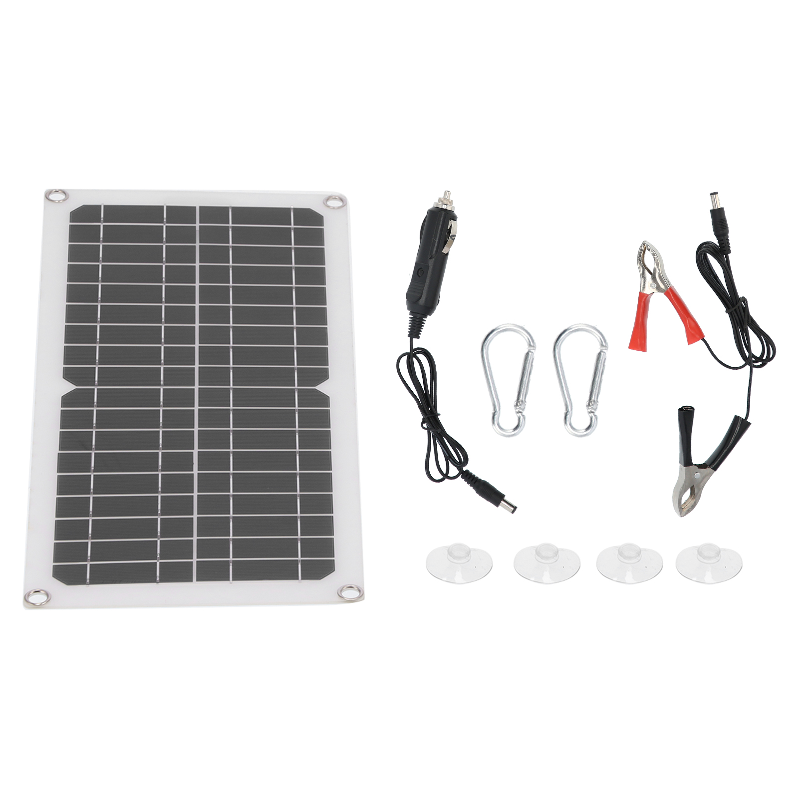 18w 12v Monokristallines, Halbflexibles Solarpanel-ladegerät Für Auto, Boot Und Outdoor-einsatz Mit Zigarettenanzünder-krokodilklemmen Und Saugnäpfen
