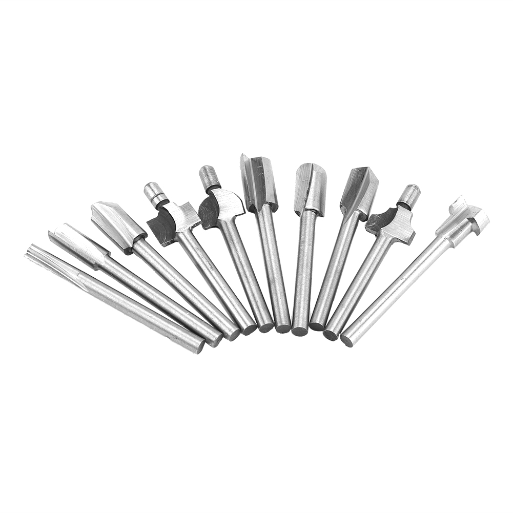 Set Mit 10 Hss-holzfräsern Mit 1/8"-schaft Für Holzgravuren, Pvc Und Kunststoff