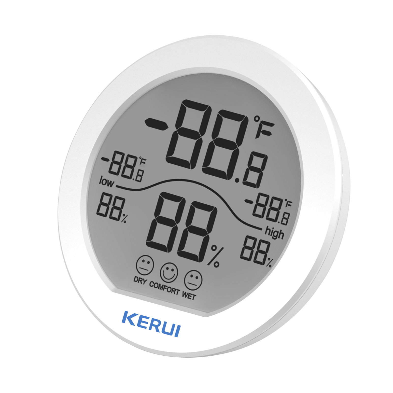 Kerui Innenthermometer Mit Hygrometer, Feuchtigkeitssensor, Temperaturanzeige Und Komfortanzeige (umschaltbar Zwischen °f Und °c)
