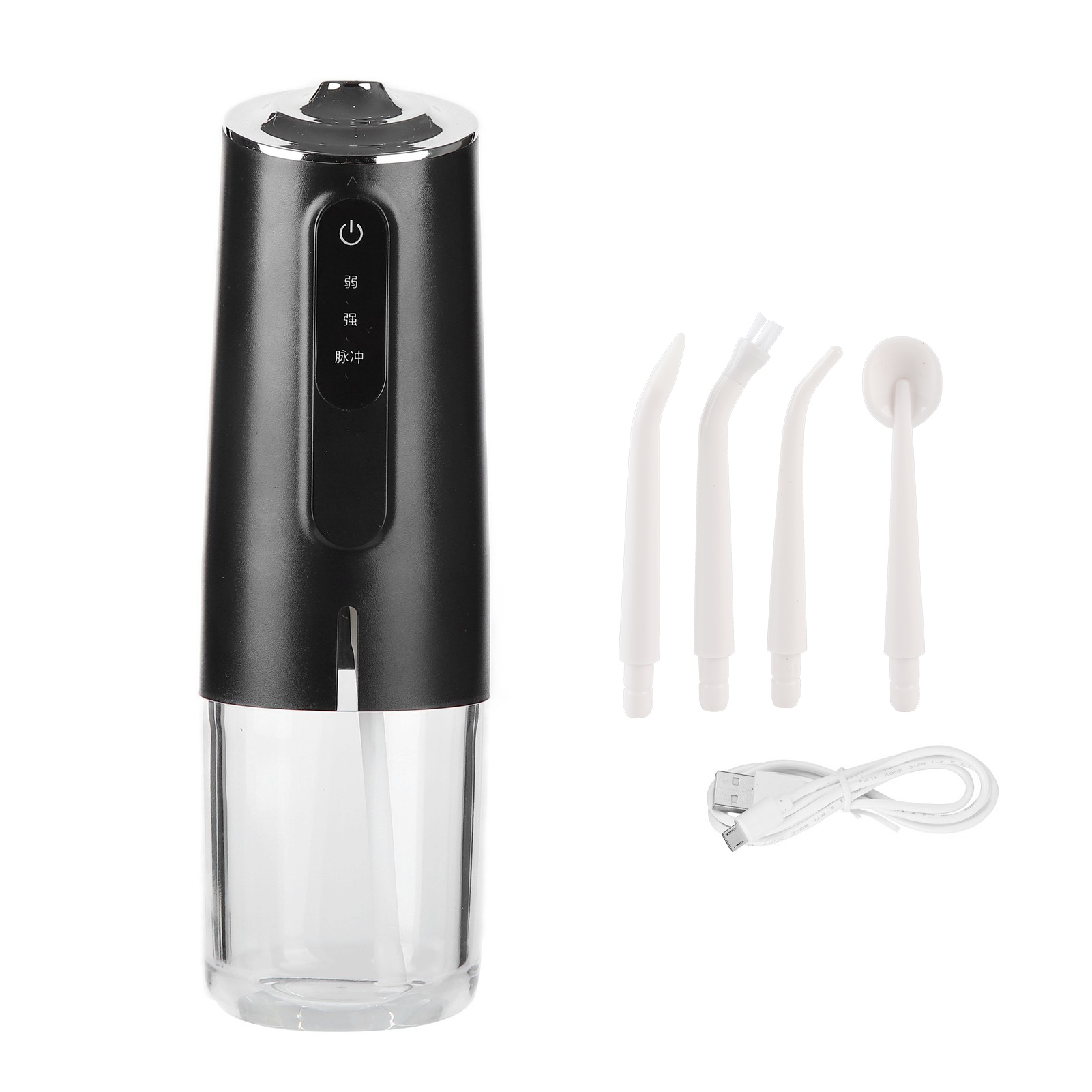 Tragbarer 240-ml-munddusche Mit 3 Modi, Usb-aufladbar, Wasserdicht, Mit 1 Schwarzer Düse
