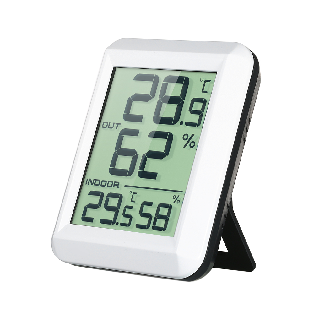 Mini-funk-digital-lcd-thermometer/hygrometer Für Innen Und Außen, Misst Temperatur Und Luftfeuchtigkeit In °c/°f, Mit Ständer Für Lager/schlafzimmer