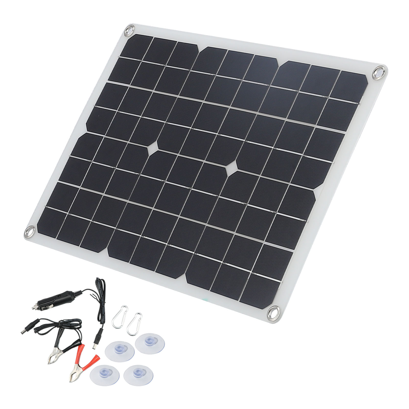 20w 18v Flexibles Solarpanel Mit Usb-ausgang, Tragbares Solarladegerät Für Auto, Boot, Yacht, Monokristallin, Ip65 Wasserdicht, 42x28cm, Mit Krokodilklemmen, Zigarettenanzünderadapter Und Saugnapfhake