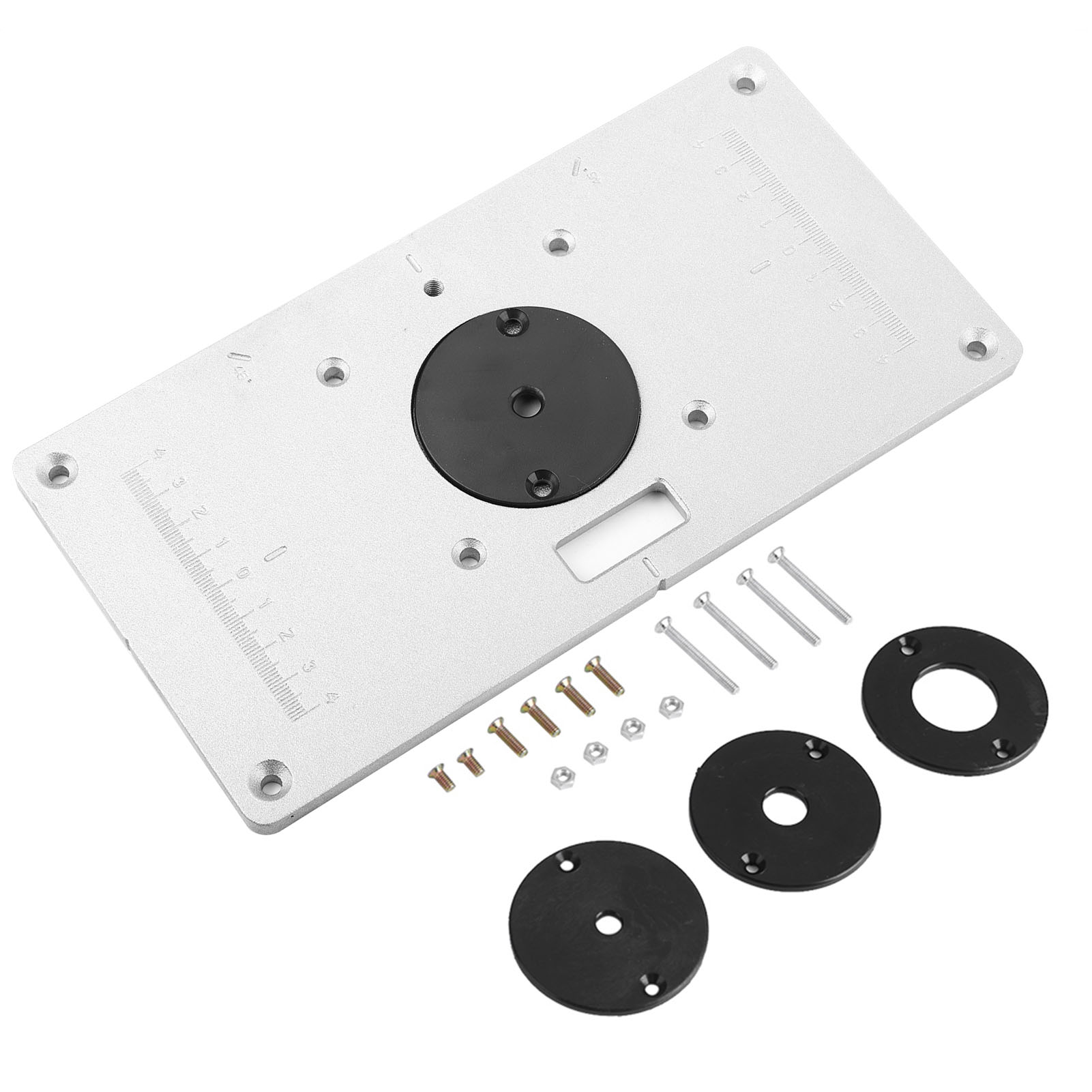 Aluminium-frästisch-einlegeplatte 235x120x8mm Mit 4 Buchsen Und Schrauben Für Holzbearbeitungswerkbänke