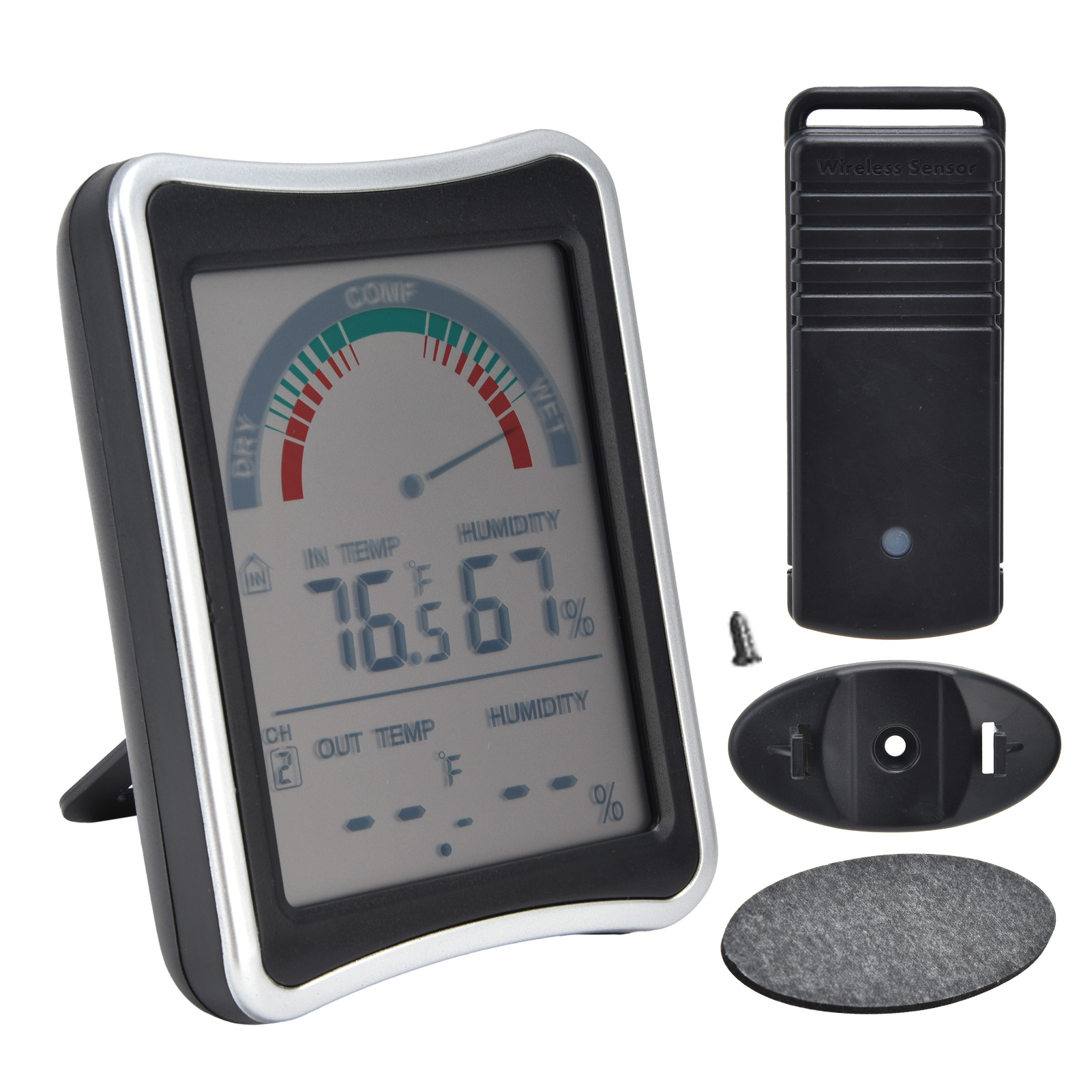 Kabelloses Digitales Innenthermometer Mit Hygrometer Misst Temperatur Und Luftfeuchtigkeit Von -50 °c Bis 70 °c Und 20 % Bis 99 % Relativer Luftfeuchtigkeit.
