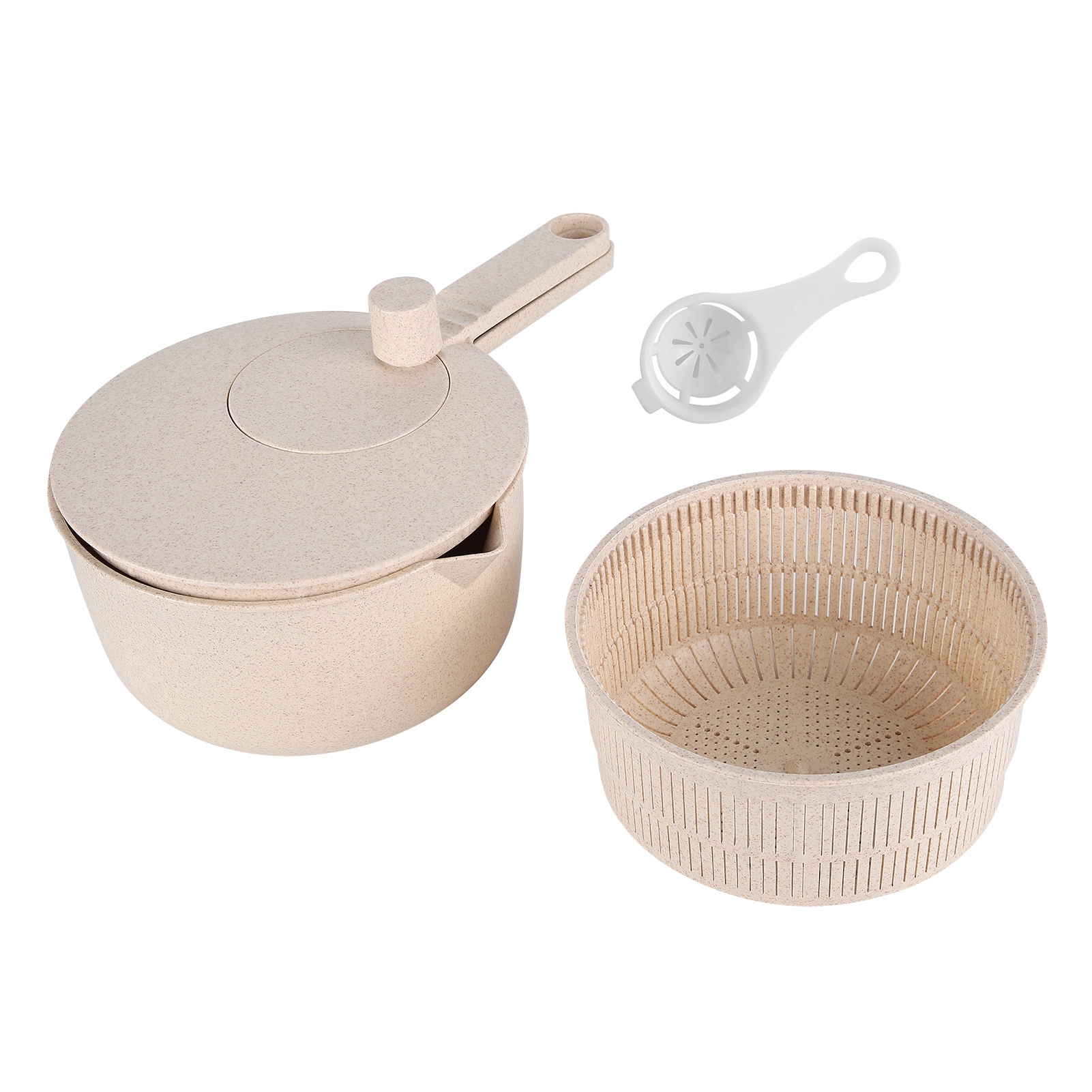 Salatschleuder, Trockengestell Für Gemüse Und Obst, Handliches Reiswaschsieb, Beigefarbenes Küchenutensil Aus Kunststoff, 665 G, 5er-set