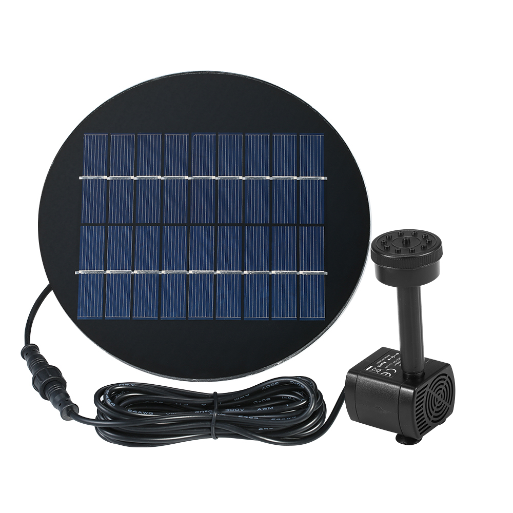 Decdeal 9v 2,5w Solar-wasserbrunnen-set Mit Photovoltaik-panel Und Bürstenloser Tauchpumpe Für Vogeltränken Und Teiche, Fördermenge 185 L/h, Höhe 150 Cm