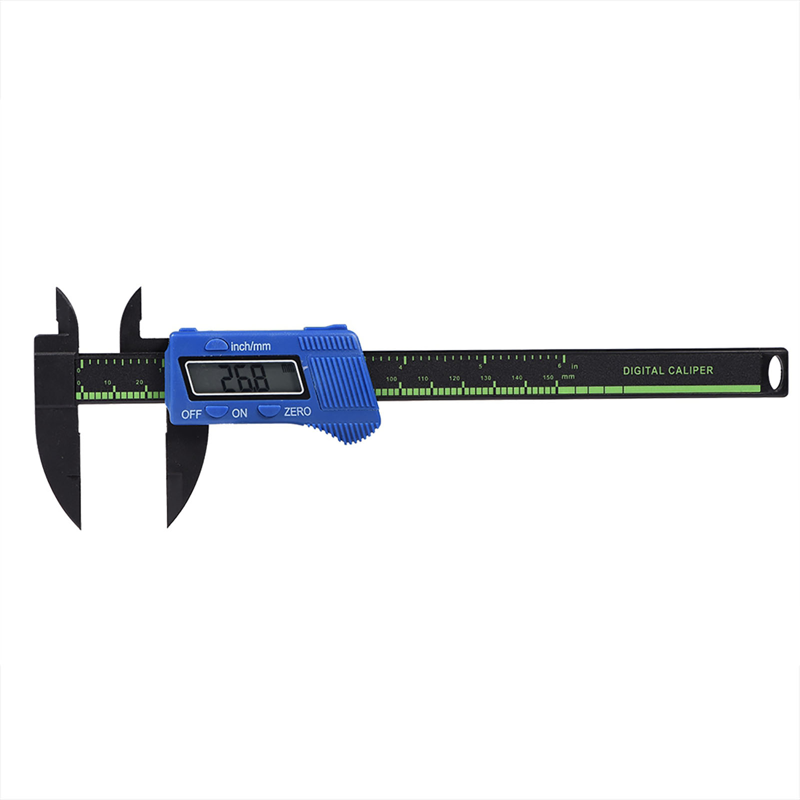 Digitaler Messschieber Mit Extra Großem Lcd-display, Misst Stufentiefen Im Innen- Und Außenbereich, Kunststoff, 0–150 Mm, Blau