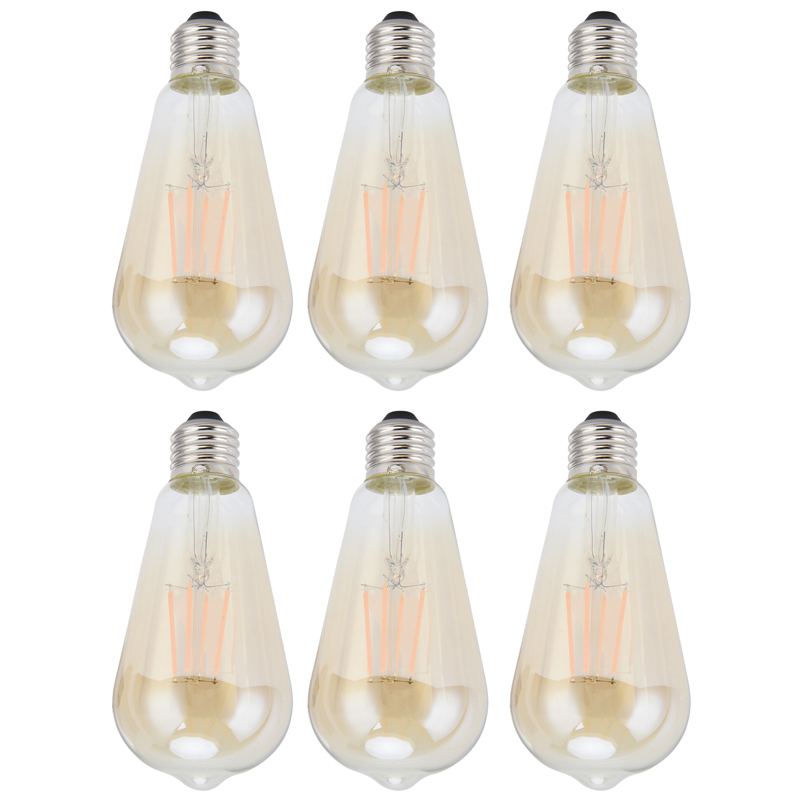 6er-pack St64 Retro-led-filamentlampen, E27-sockel, Goldfarbenes Glas, Warmweißes Licht, Innendekoration, 220 V, 4 W