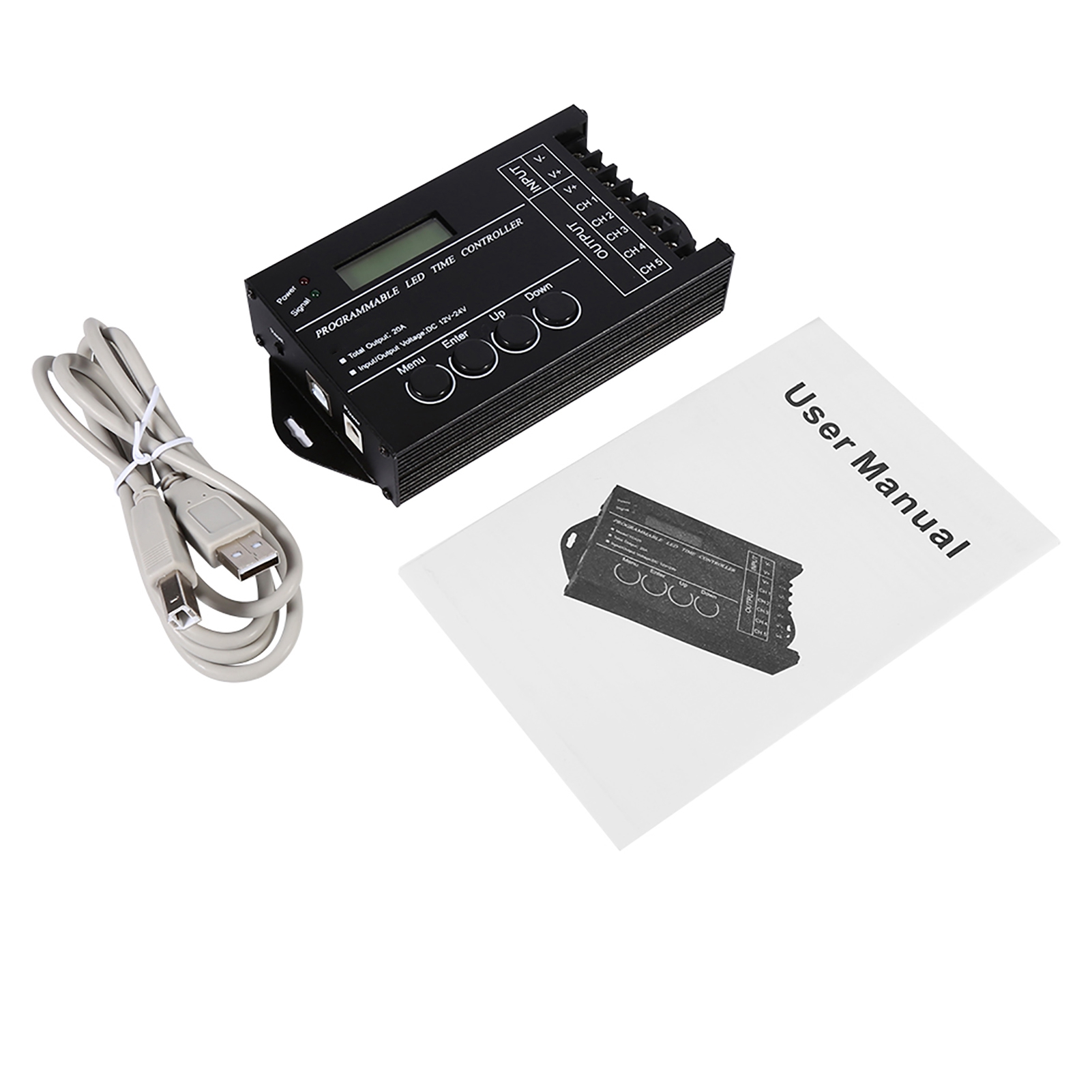 Programmierbarer 5-kanal-led-zeitschalter, Dc 12/24 V, 20 A, Farbeinstellung, Mit Cd Und Usb-kabel