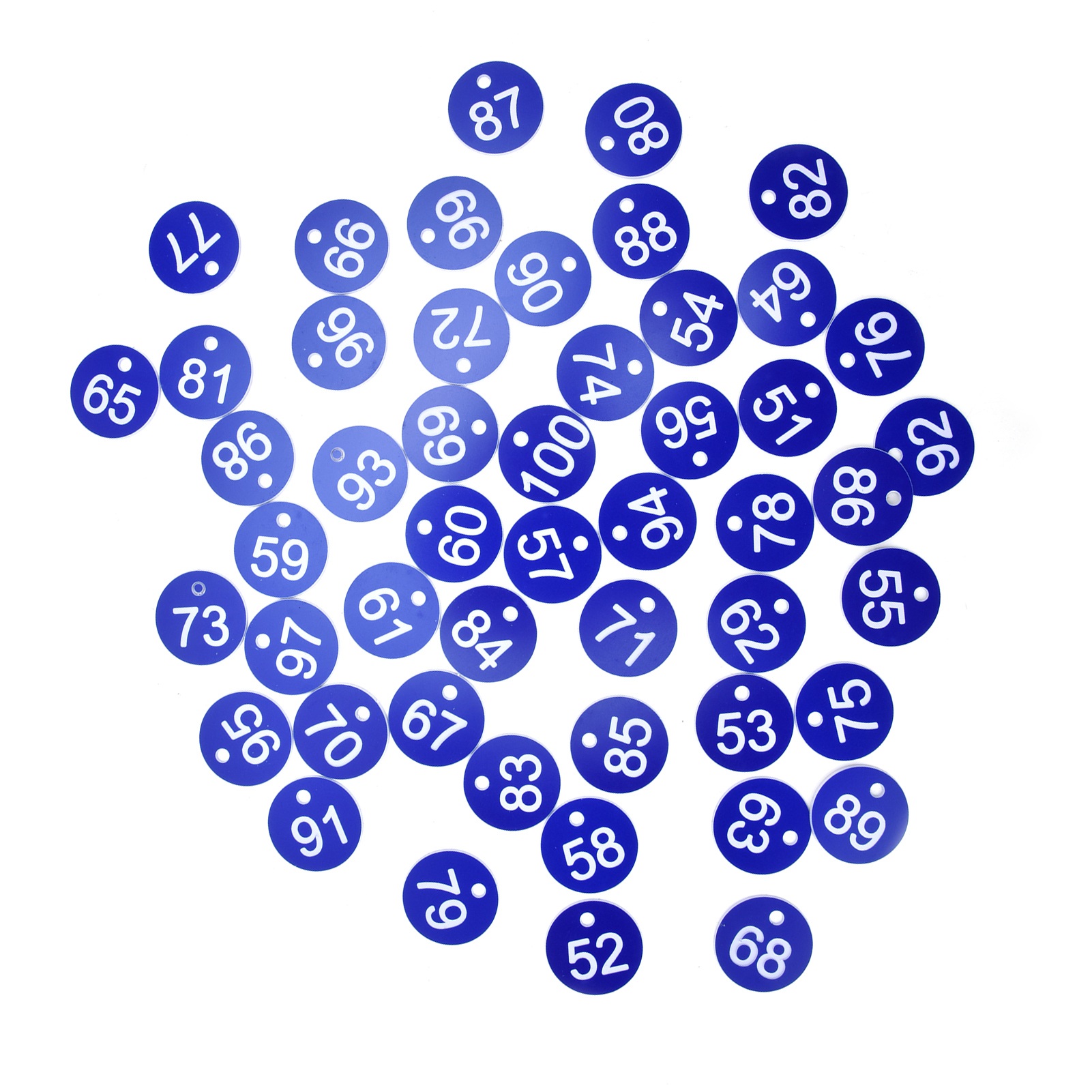 Packung Mit 50 Nummerierten Blauen Abs-etiketten (51–100) Für Tierhaltung, Imkerei Und Landwirtschaft 3,6 Cm Loch, 4 Mm