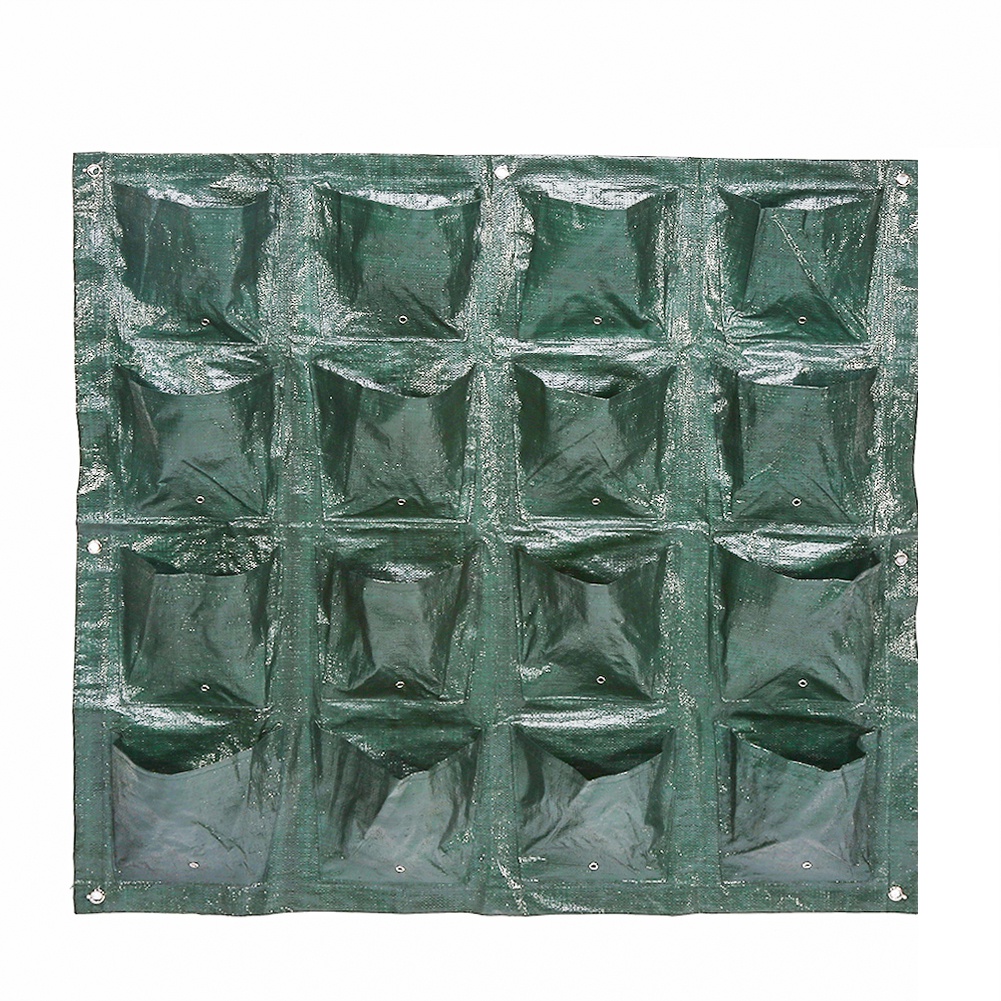88x88 Cm Dunkelgrüner Pe-wandpflanzbeutel Für Vertikale Gärten, Geeignet Für Balkon, Garten, Blühende Wände, 16 Taschen