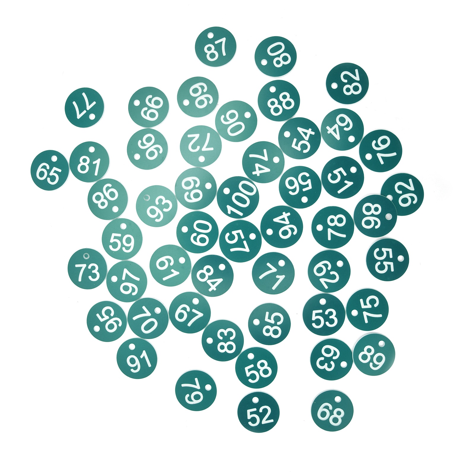 50 Nummerierte Grüne Abs-etiketten (51-100) Mit Einem 4 Mm Loch Für Viehzucht, Imkerei Und Landwirtschaft (3,6 Cm)