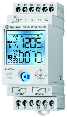 Finder Smarter Timer Relais 16A Zwei Kanäle 110-240V AC/DC - 84.02.0.230.0000