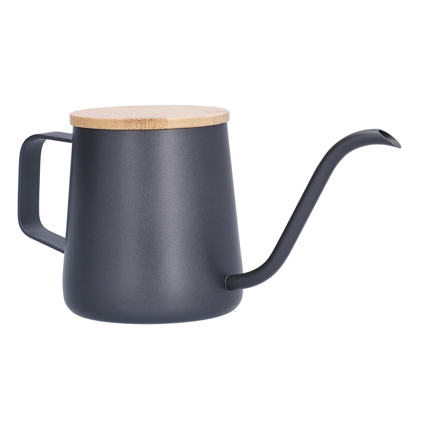 350-ml-kaffeekanne Aus Edelstahl Mit Langem, Schmalem Ausguss Und Bambusdeckel, Manueller Kaffeekessel