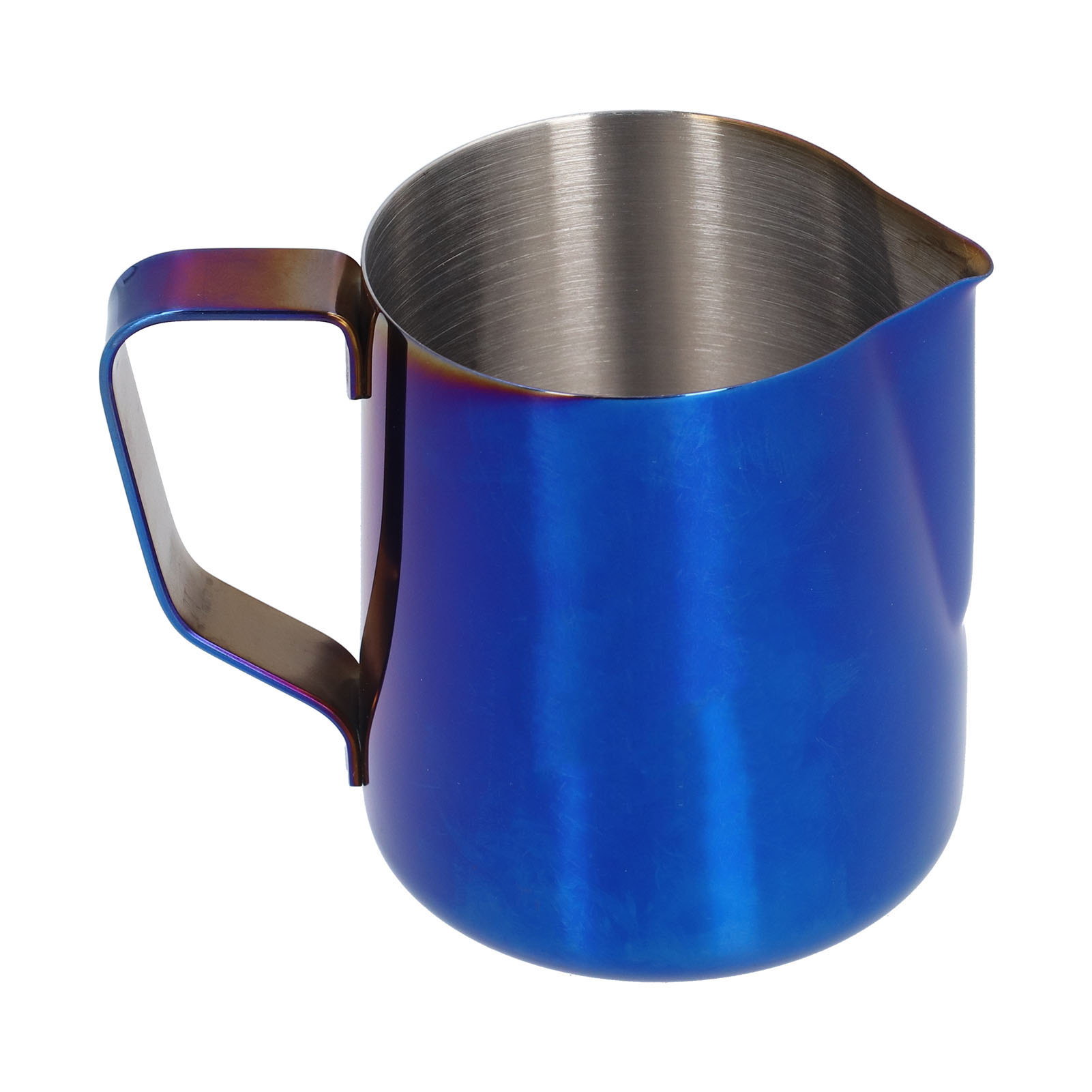 Milchaufschäumkaraffe Aus Edelstahl 304 Mit Innenskala, Spitzem Ausguss, Blau, 600 Ml (mit Etikett)