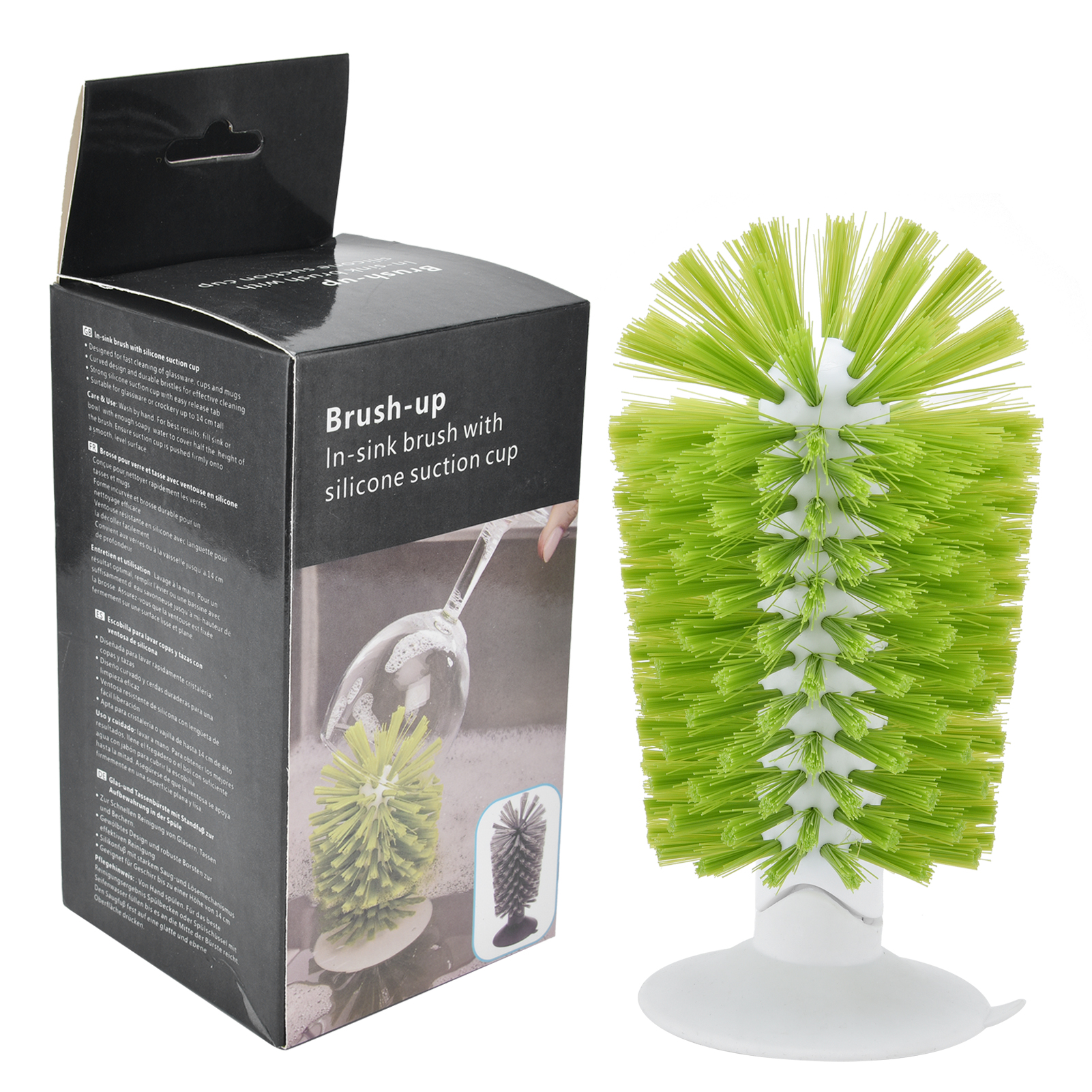 Ungiftige Abs-nylon-glasbürste Mit Vertikalem Design Und Saugnapf Für Gläser, Tassen Und Wasserflaschen (grün)