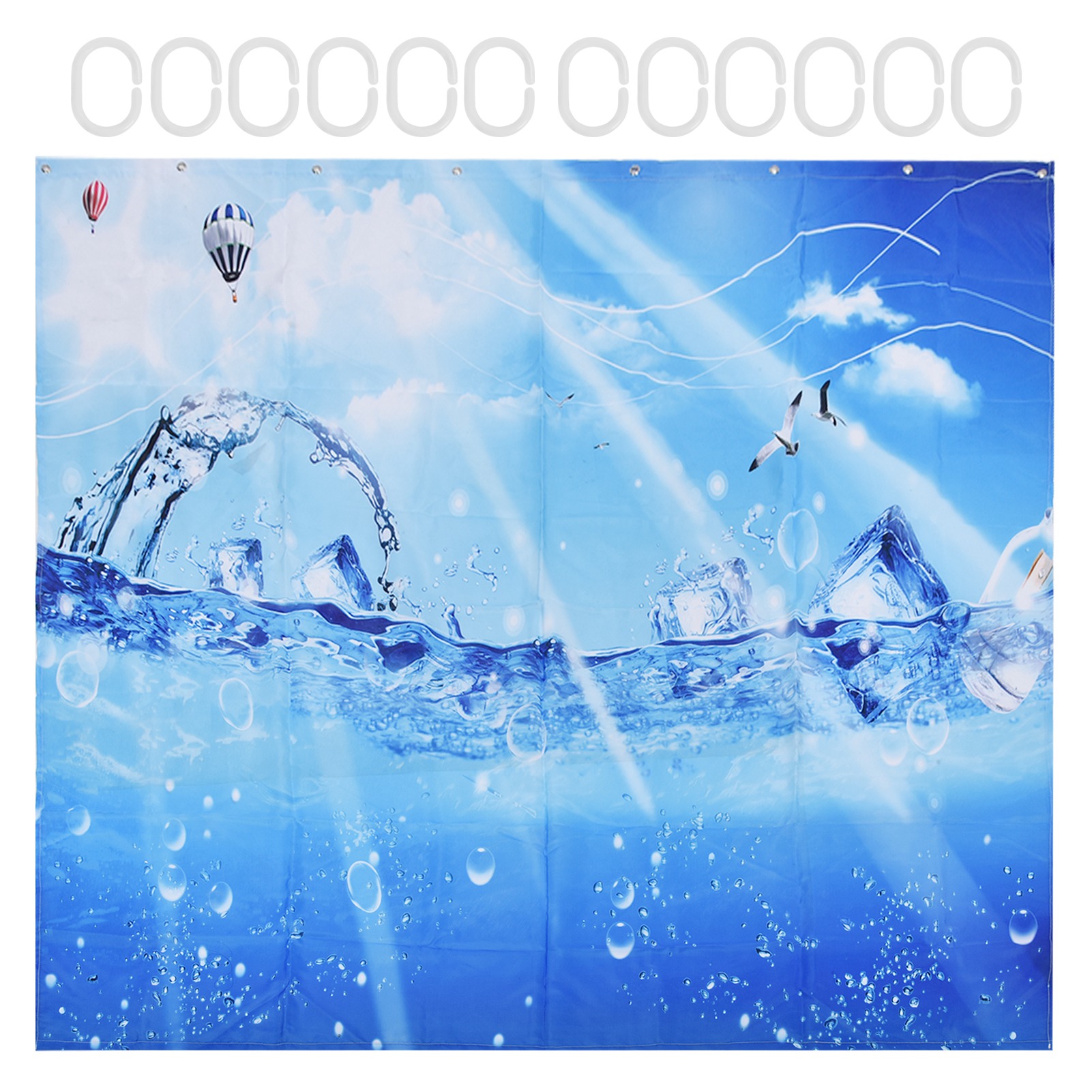 Wasserdichter Duschvorhang Aus Polyester Mit Farbenfrohem Aufdruck Und 12 Haken Für Badezimmer/zuhause, 180 X 180 Cm