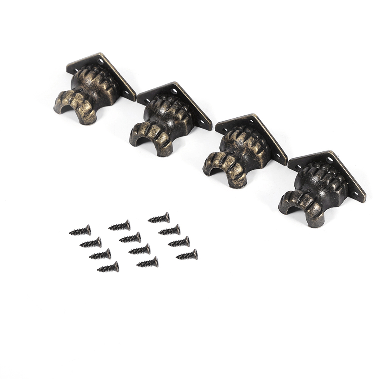 Set Mit 4 Eckenschutzkappen Für Schmuckkästchenfüße Aus Antikbronzefarbener Zinklegierung, 3,5 X 2,5 Cm, Inklusive Schrauben