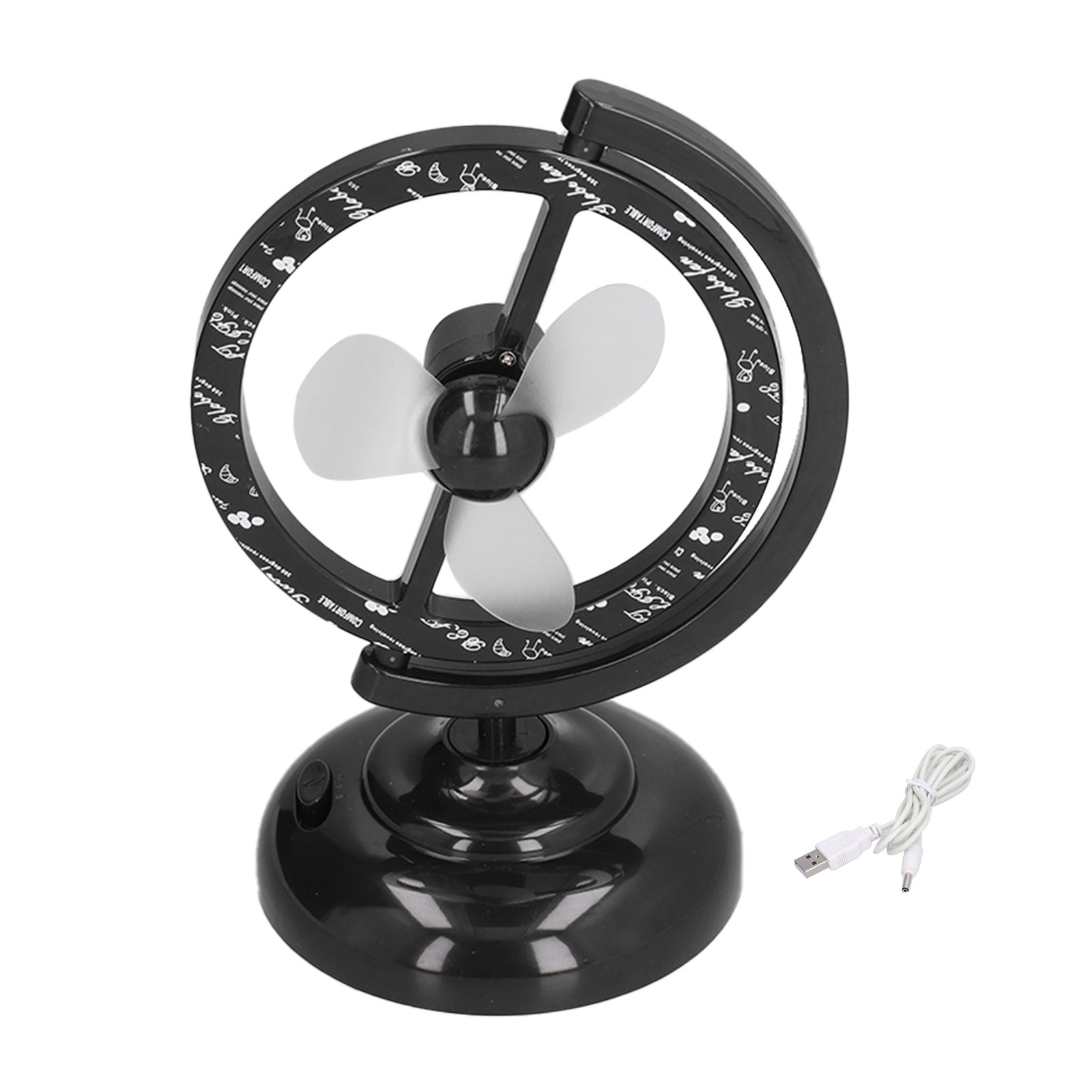 Schwarzer Mini-usb-ventilator, 90° Frei Drehbar, Leistungsstarkes Luftkühlgerät Für Zuhause, Büro Und Tisch