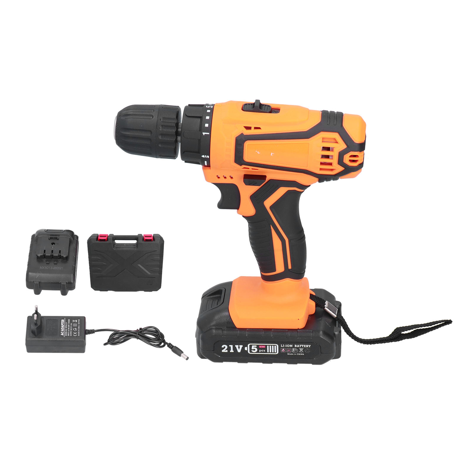 21v 1300mah Lithium-akku-bohrschrauber, Zwei Geschwindigkeiten (350/1400 U/min), 80w, Multifunktional, Wiederaufladbar, Mit Tragetasche, 1,8kg
