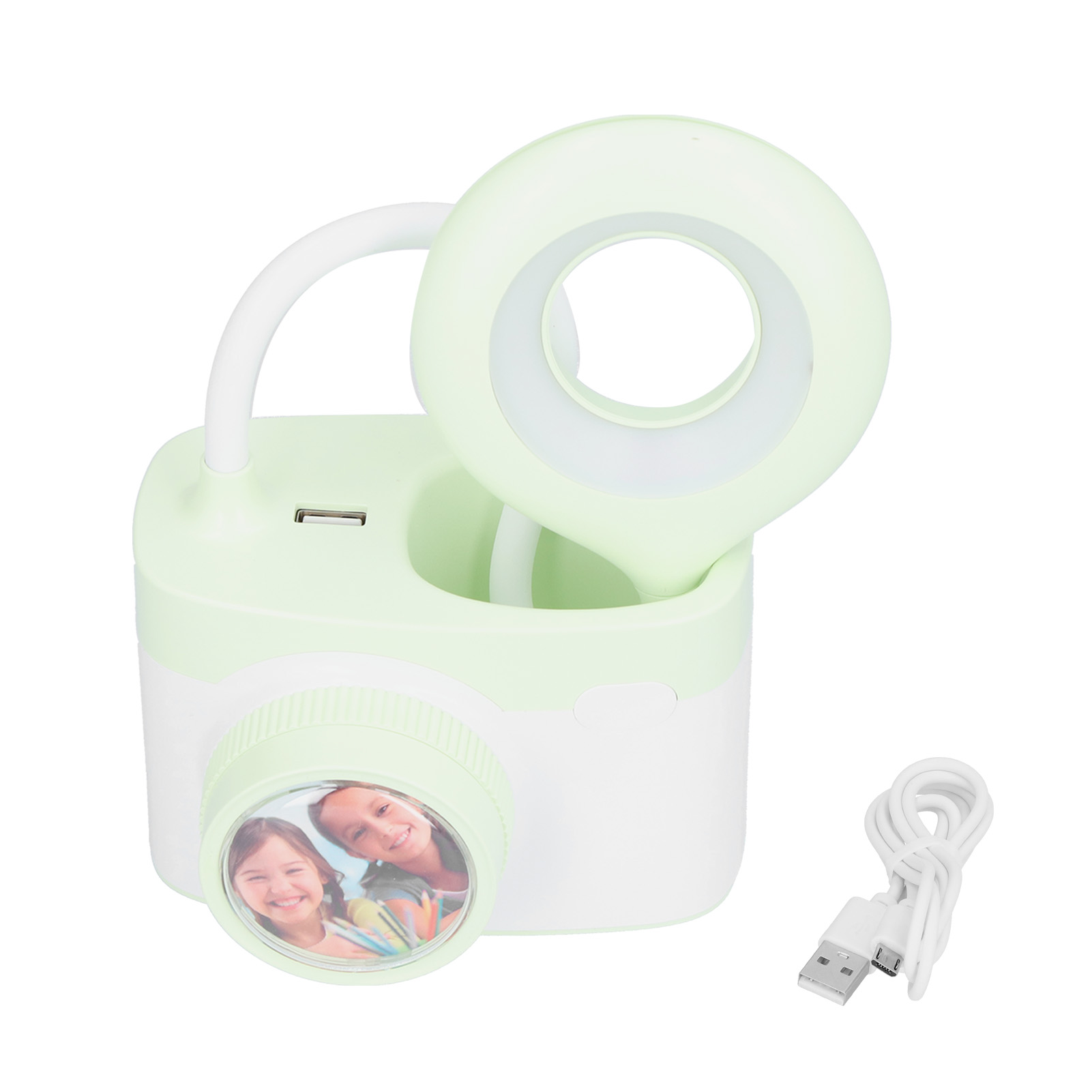 Multifunktionale Schreibtischlampe, Kleine Kameraform, Sanftes Led-licht, Usb-aufladbare Nachttischlampe Zum Lesen, Grün