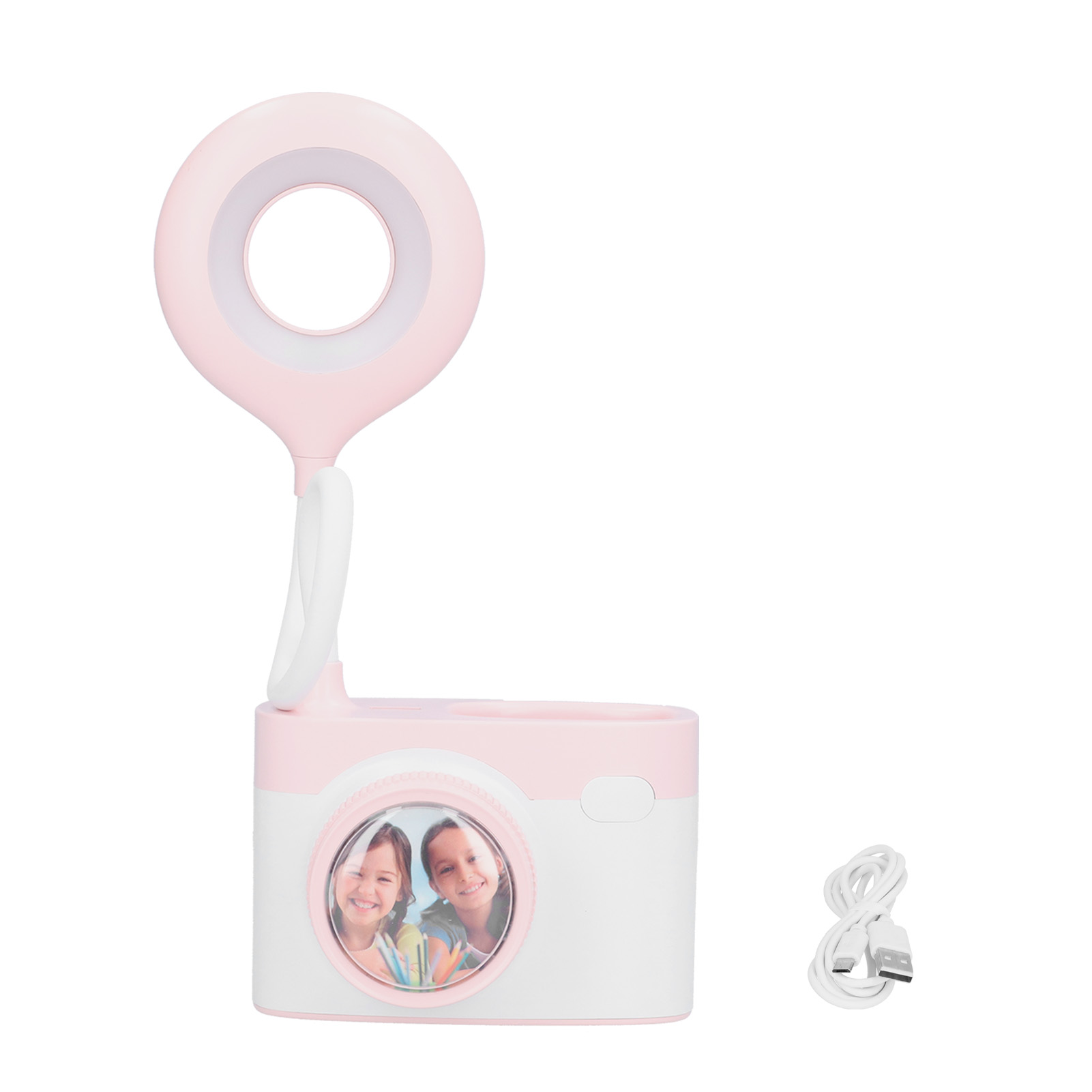 Multifunktionale Schreibtischlampe, Kleine Kameraform, Sanftes Led-licht, Usb-aufladbare Leselampe Fürs Bett, Rosa