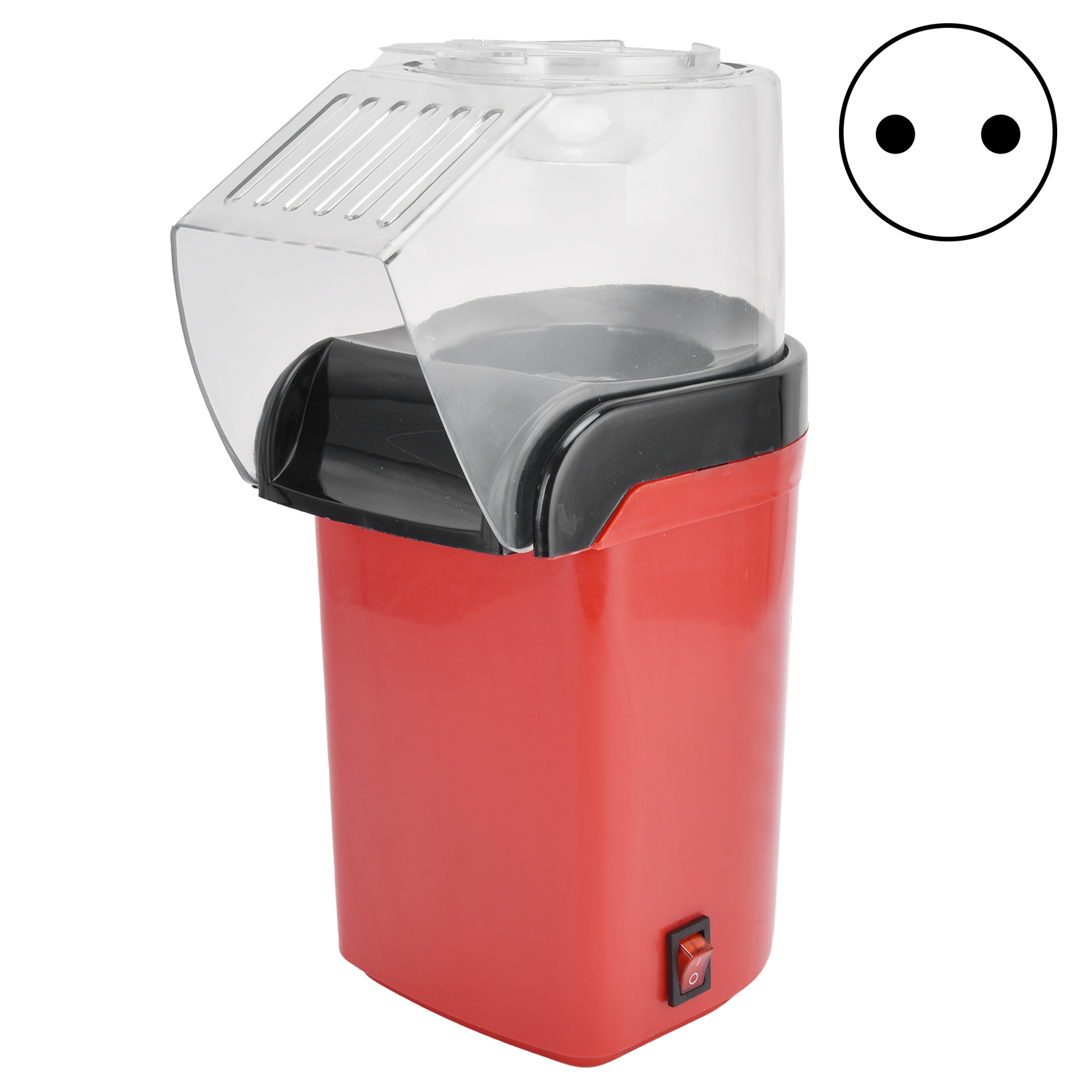 Elektrische Popcornmaschine, Antihaftbeschichtet, Aus Metall, Kunststoff Und Edelstahl, Rot, 1200 W, 60 Hz, Mit Bedienungsanleitung, Lebensmittelechtem Pp-deckel, Löffel Und Rutschfestem Gummifuß