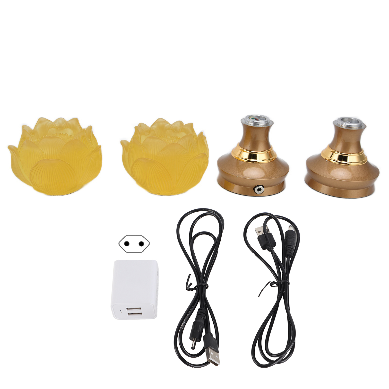 2er-set Led-lotus-buddha-lampen Mit Sockel Aus Metalllegierung, Dekorative Gebetsartikel, Religiöser Bezug, Eu-netzteil 100–240 V