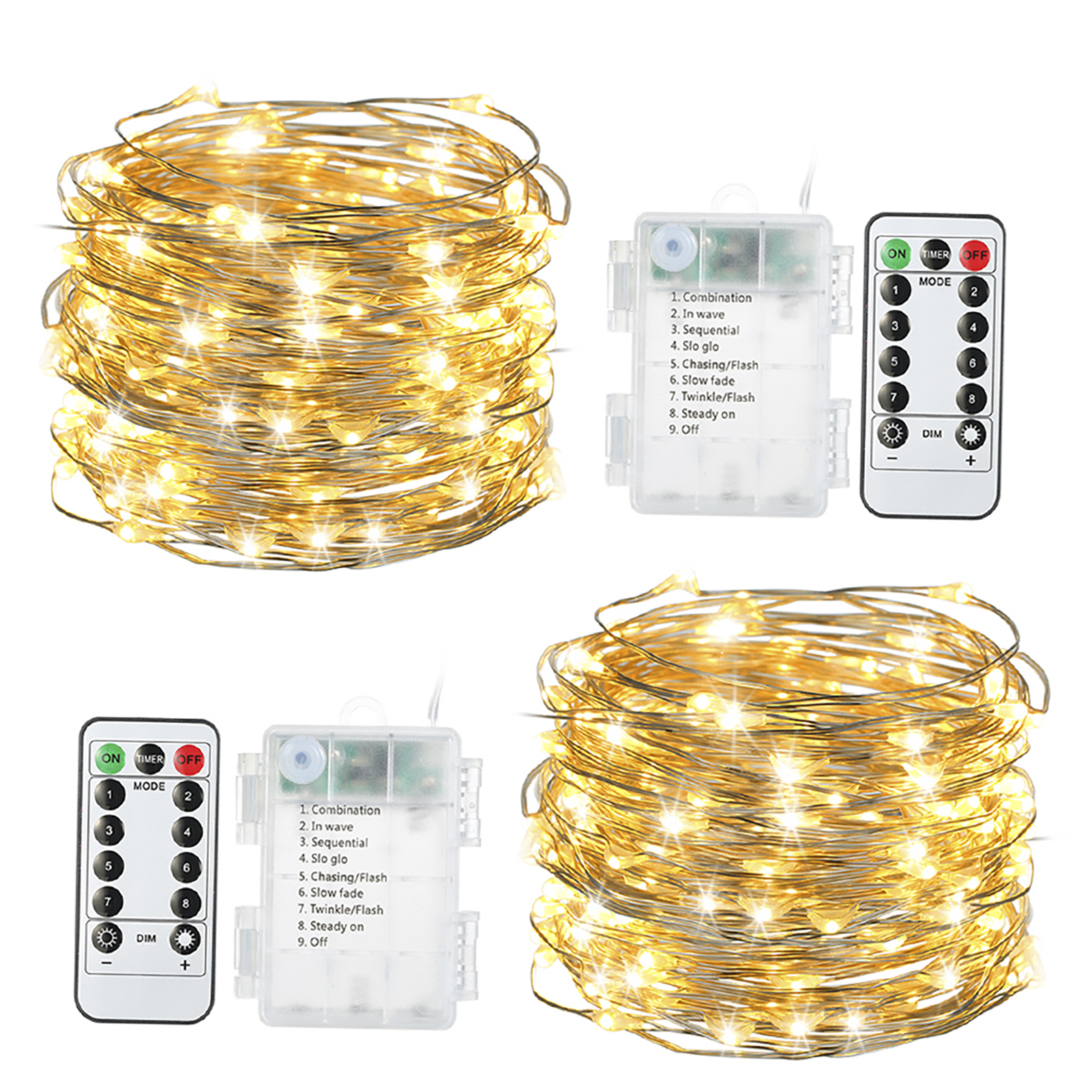 Tomshine 10 M/32,8 Fuß Lichterkette Mit 100 Leds, 2er-pack Mit Fernbedienung, 8 Helligkeitsstufen, Timerfunktion, Batteriebetrieben, Ip44, Warmweiß, Ideal Für Weihnachten, Partys Und Als Dekoration.