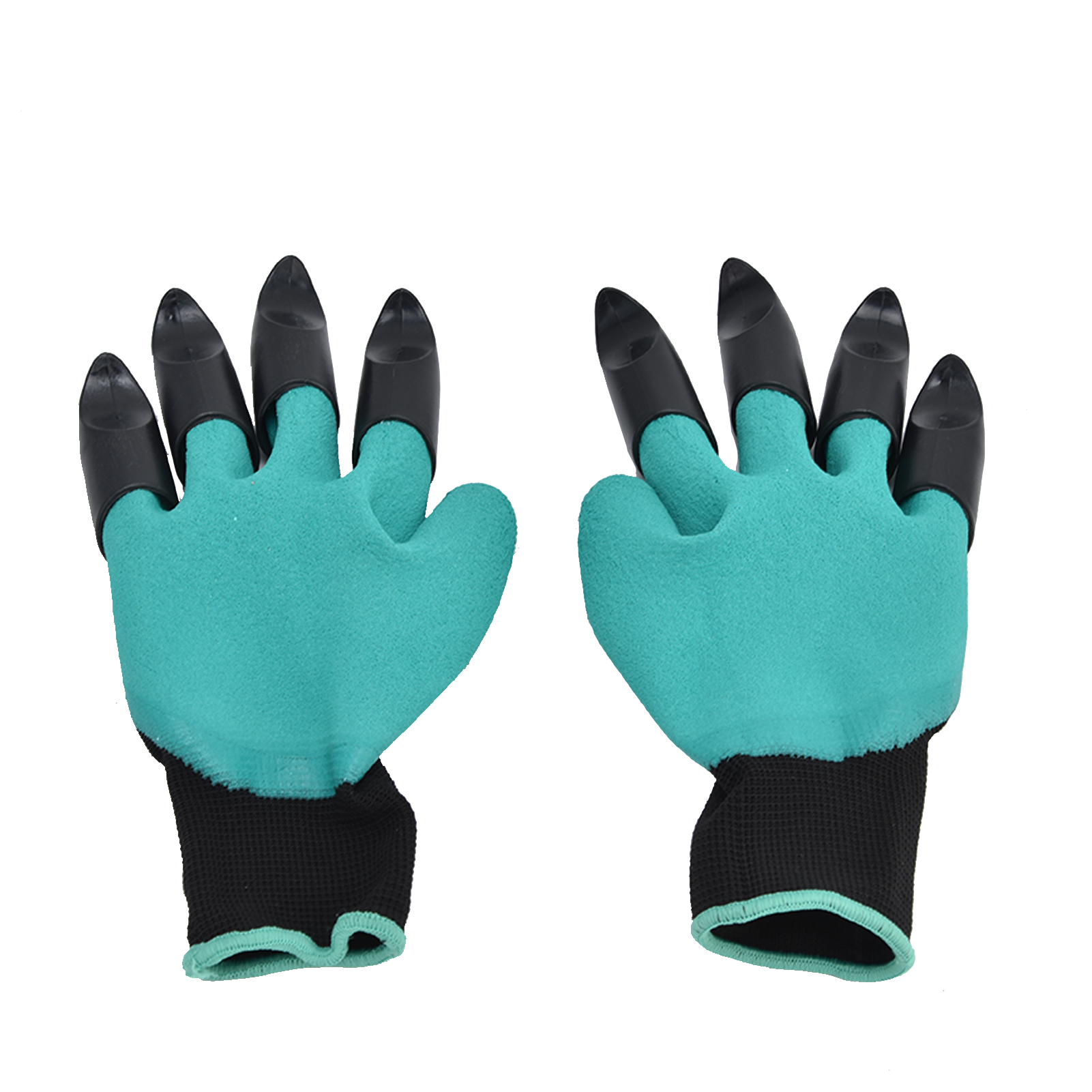 Gartenhandschuhe Mit Krallen Aus Abs-kunststoff, Schnellpflanzhandschuhe Für Gewächshaus Und Garten, Pu + Baumwolle, Grün/schwarz, 250 X 120 Mm, 2er-pack