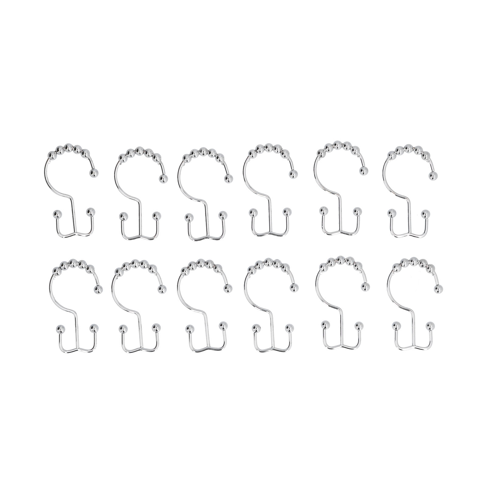 Set Mit 12 Doppelt Gleitenden Duschvorhanghaken Aus Edelstahl Für Das Badezimmer