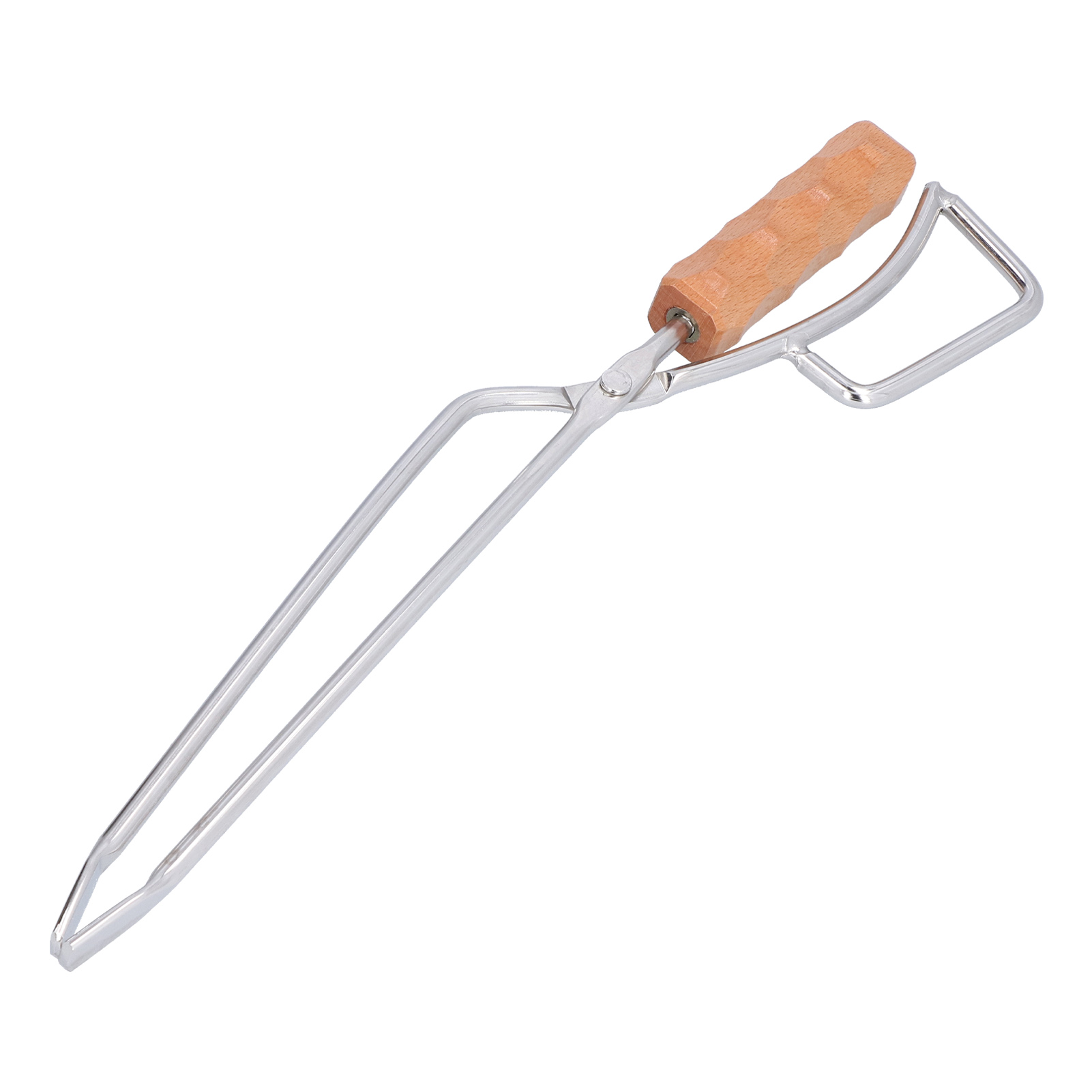 Holzzange Mit Buchenholzgriffen Und Hitzebeständigem Edelstahl Für Grillabende, Camping Und Picknicks Im Freien, 41,5 Cm