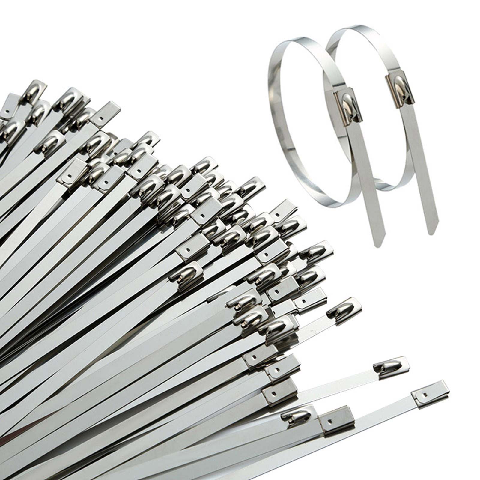 100 Stück 15,7 Zoll (ca. 40 Cm) Lange, Hochfeste, Selbstverriegelnde Metallkabel- Und Drahtklemmen Aus Edelstahl, Vielseitig Einsetzbar, Für Den Innen- Und Außenbereich