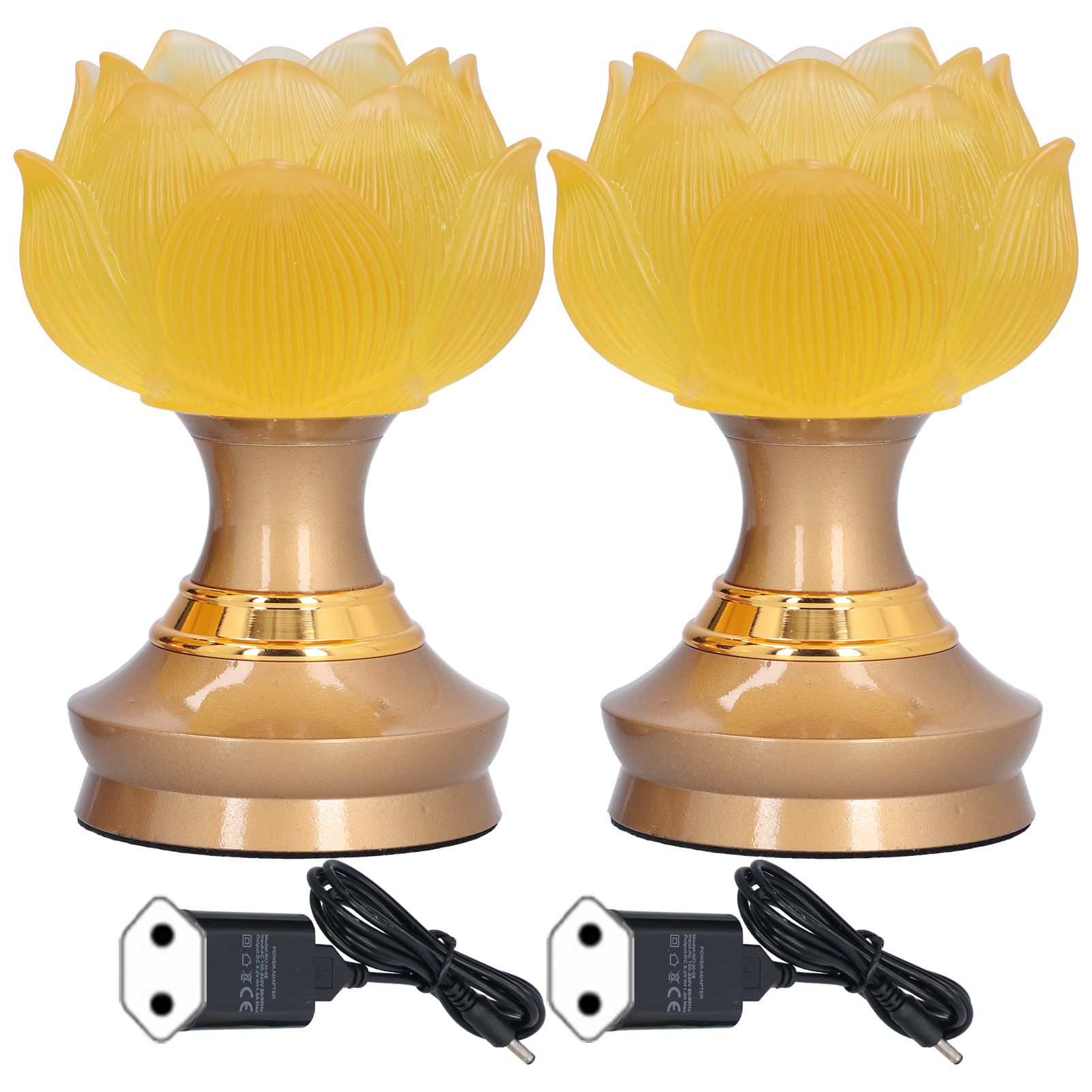 2er-set Led-buddha-lotuslampen In Emaille-optik, Für Gebet, Meditation, Buddhismus, Als Dekoration, Eu-adapter 100–240 V