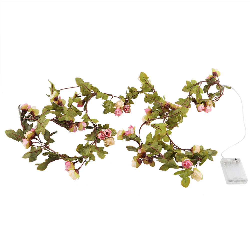 2,5 M Lichterkette Mit Blumen Und Blättern, 20 Leds, 3 Aa-batterien, Weihnachten, Hochzeit, Party, Heimdekoration