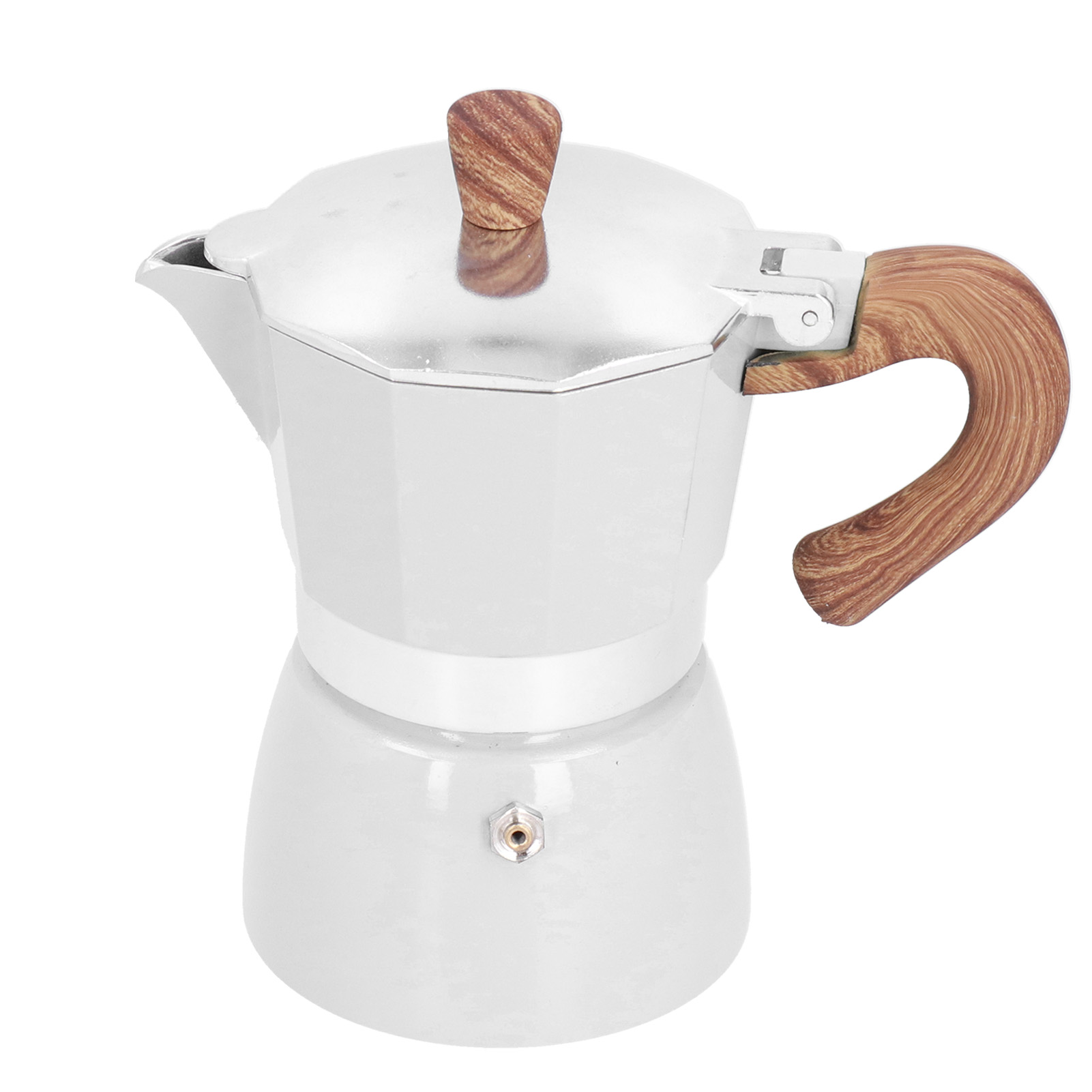 150-ml-aluminium-mokakanne, Praktisches Achteckiges Design Für Zuhause, Büro Und Küche, Kaffeemaschine In Weiß Und Creme