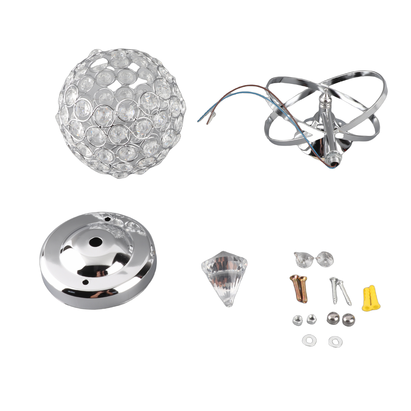 Moderne Kristallwandleuchte, Silber Und Eisen, E27-fassung, 220 V, Dekorative Nachttischlampe Für Schlafzimmer, Wohnzimmer, Flur, Badezimmer, Hotel, 14,5 X 24,5 Cm