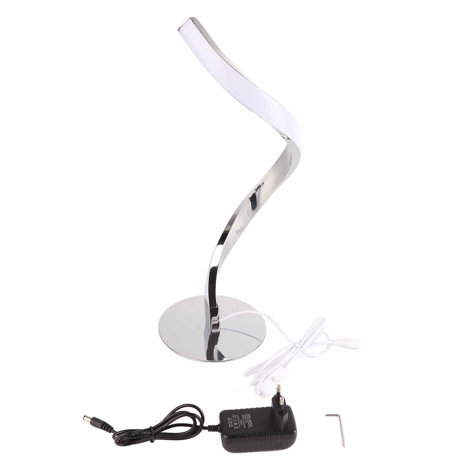 Spiralförmige Led-schreibtischlampe, Leselampe Und Kleines Nachttischlicht, Aluminium, 390 Mm, Set Mit Schlüssel Und Schrauben (silber)
