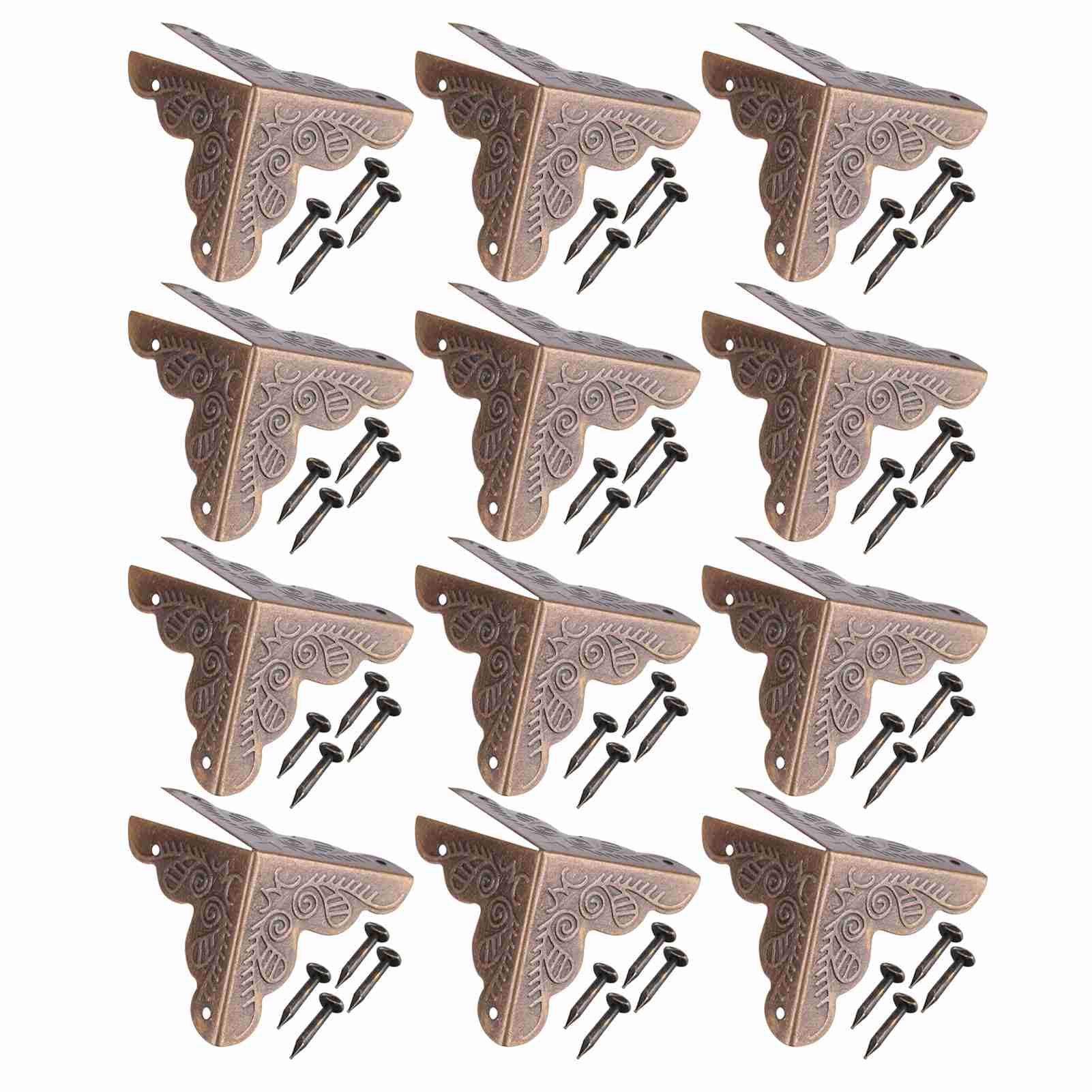 12 Stück Dekorative Eckenschützer Aus Eisen Für Schmuckgeschenkboxen Aus Holz, Bronzefarbene Eckenabdeckungen
