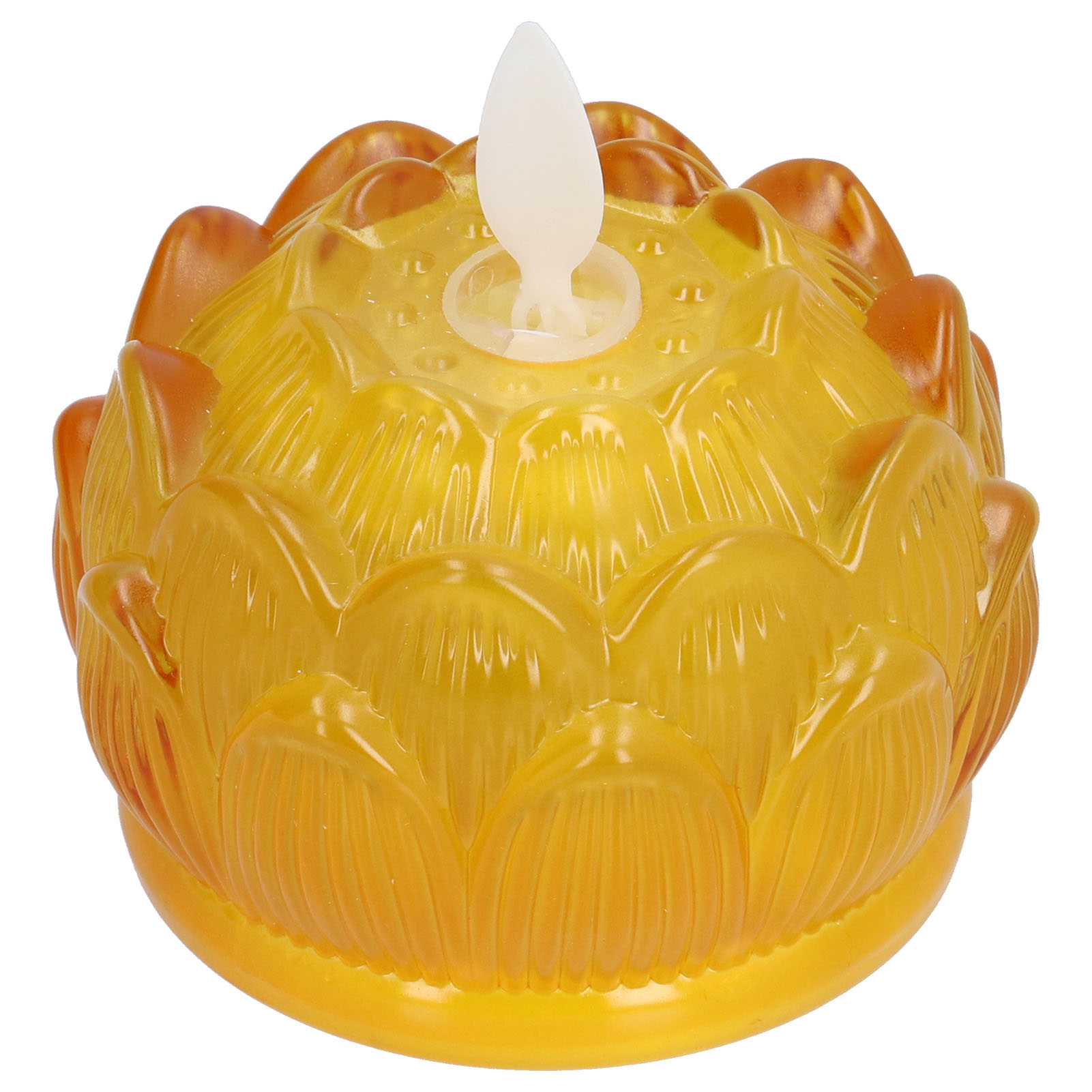 Led-blumenlampe Aus Farbigem Kunstglas, Gelbes Licht, Elektronische Kerze, Lotus-dekoration Für Zuhause Und Büro
