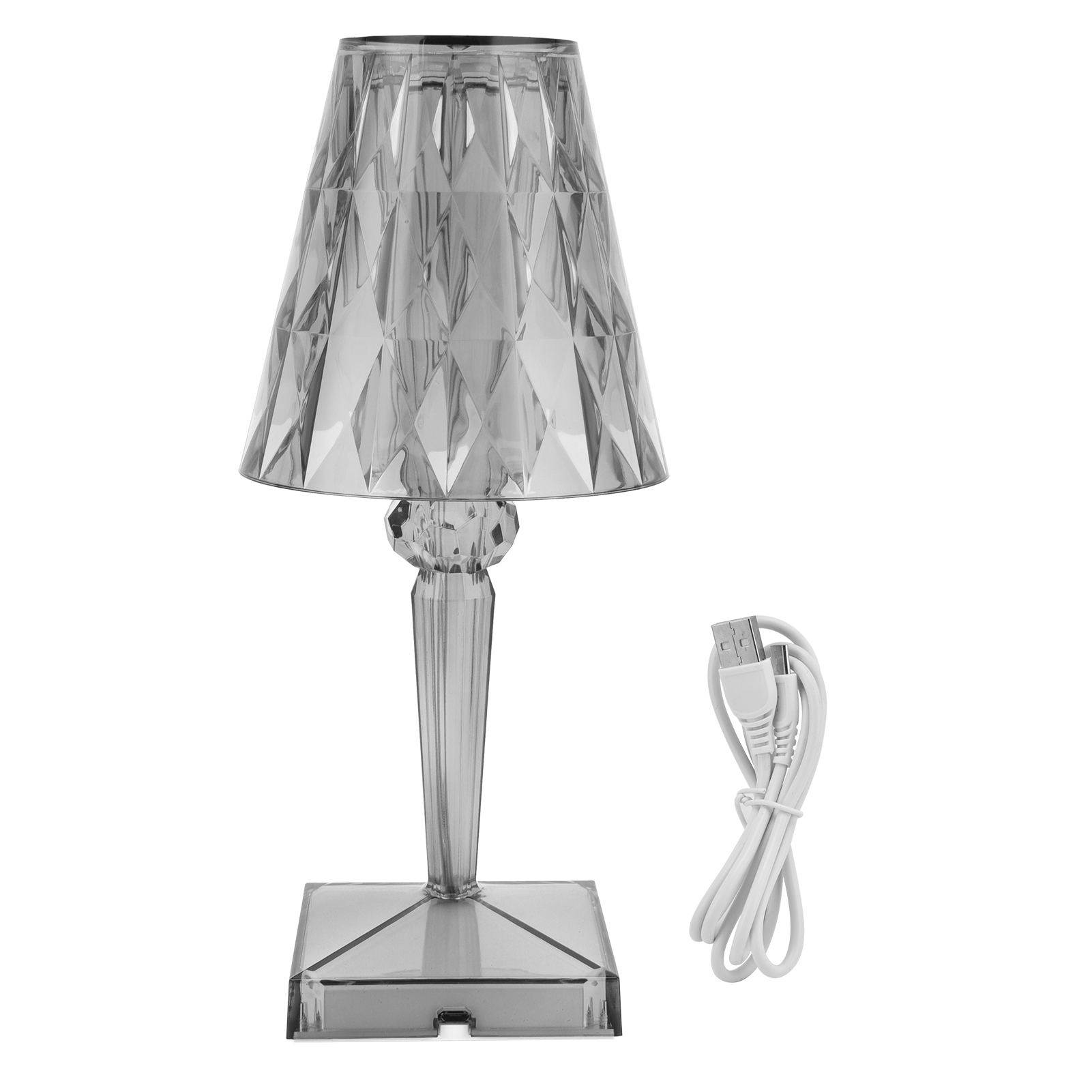 Led-tischleuchte Mit Kristallprisma, Klar, Dimmbar, Usb-aufladbar, Für Innenbeleuchtung, Grau