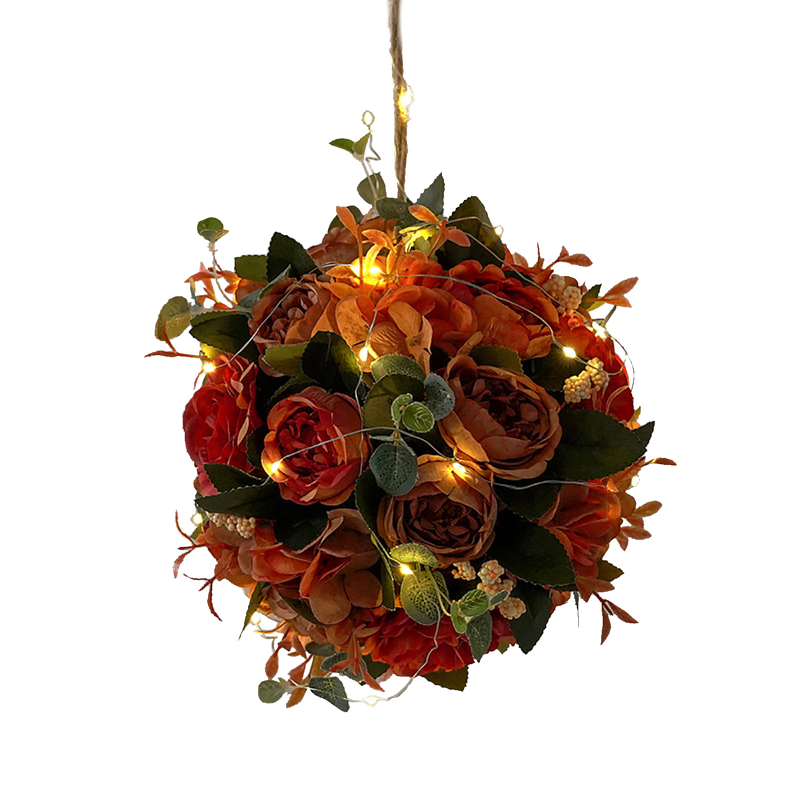 Künstliche Pfingstrosenkugel Mit Lichterkette, Realistische Seidenhortensienblüte, Tragbar Für Hochzeiten