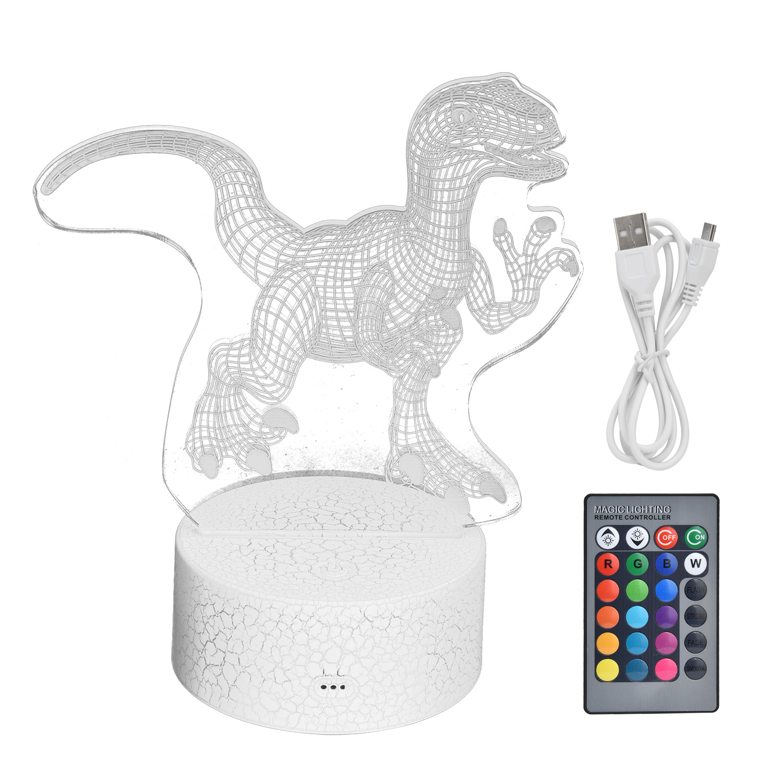 3d-dinosaurier-nachttischlampe, 16 Farben, 4 Modi, Farbenfrohes Rgb, Dimmbar, Touch-steuerung Mit Fernbedienung