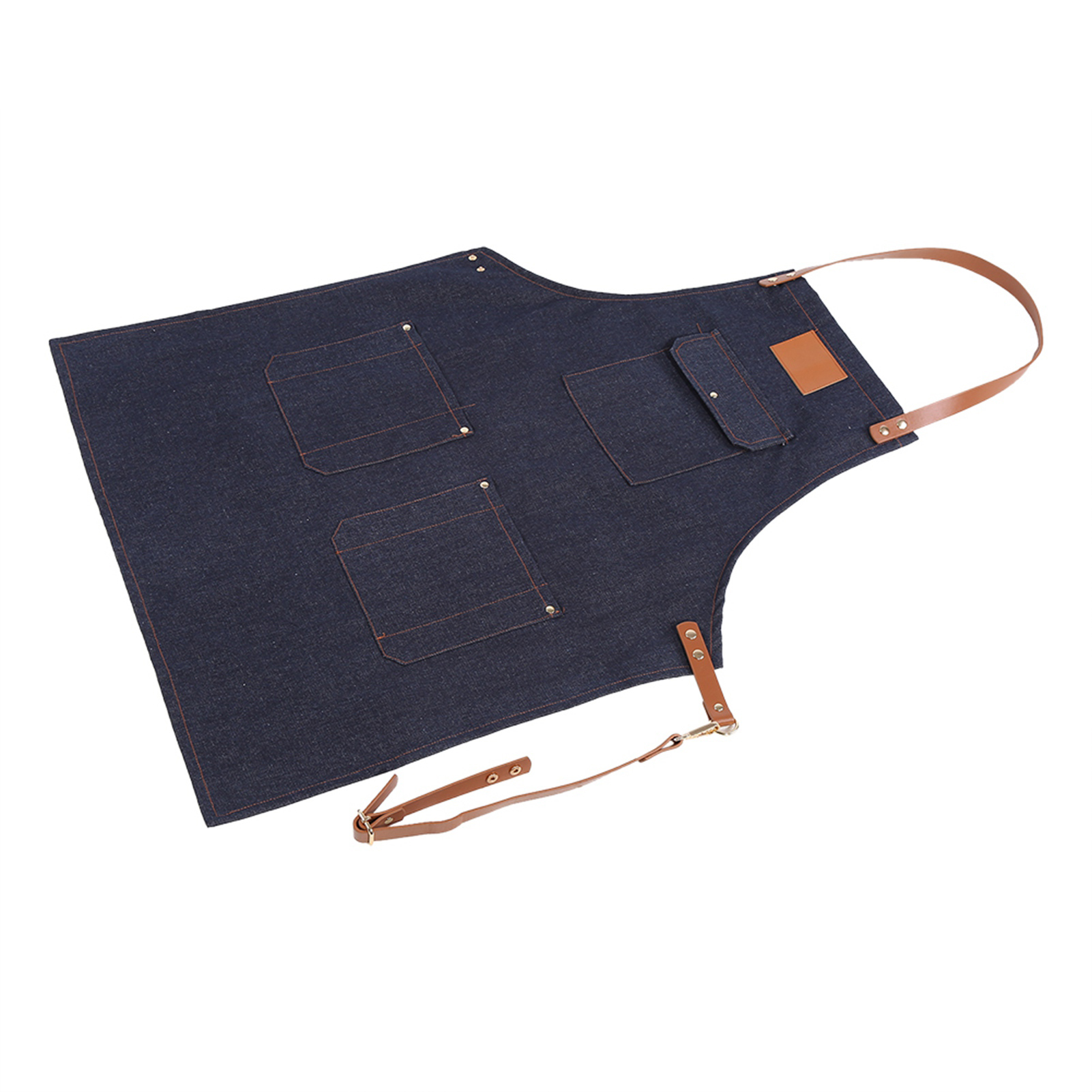 Arbeitsschürze Aus Denim Mit Lederriemen, Für Bäcker, Barkeeper, Grillpersonal, Köche Und Alle, Die In Der Gastronomie Tätig Sind.