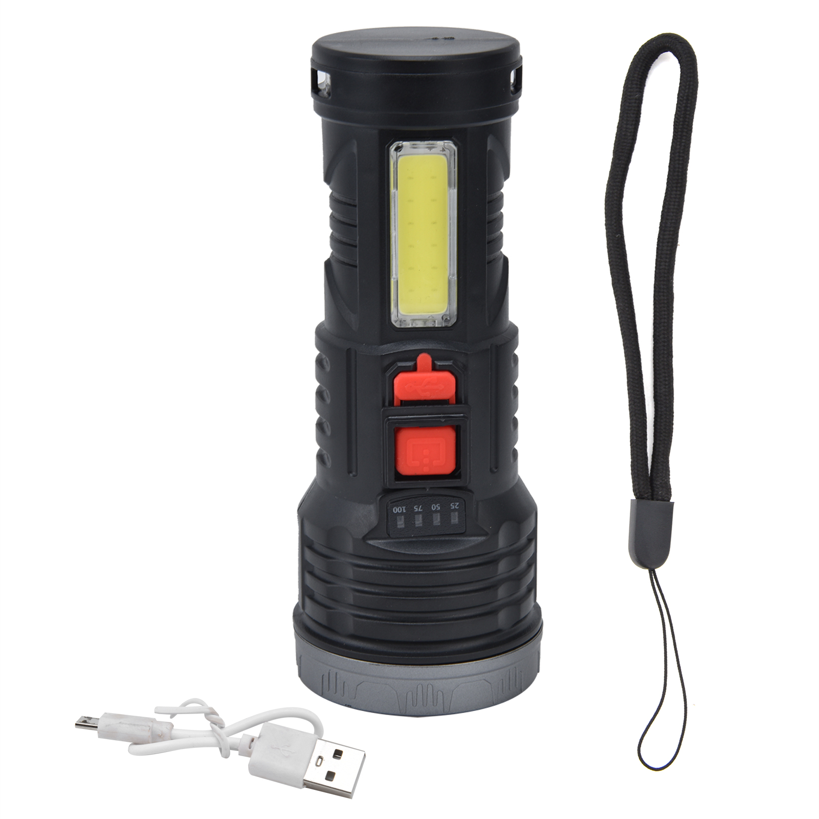 Extrem Leistungsstarke, Tragbare Led-taschenlampe Mit Cob-seitenlicht, Usb-aufladbar, Für Den Einsatz Im Freien, Beim Camping Und Bei Der Jagd.